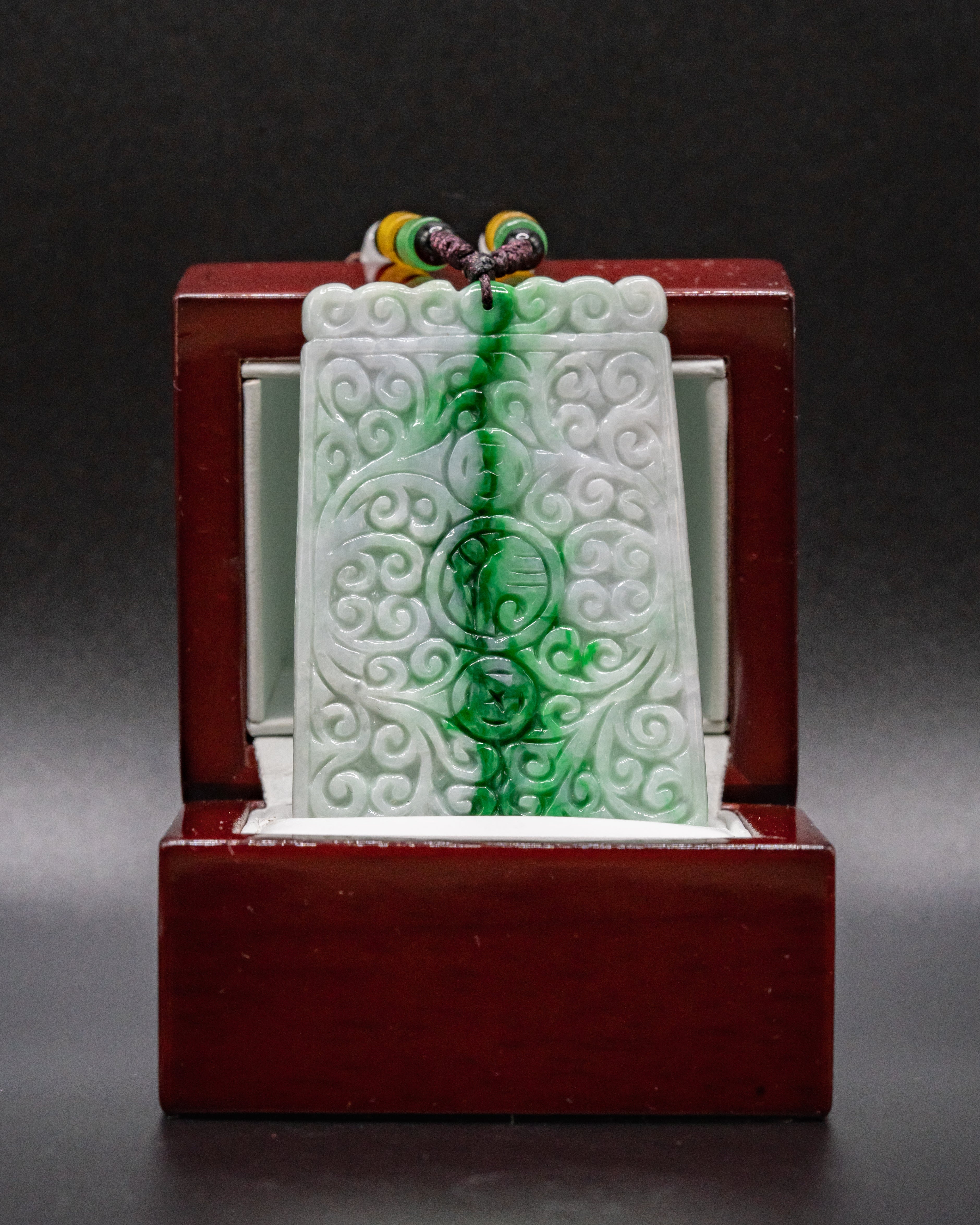 z. One of One White/Green Double sided Filigree Pendant
