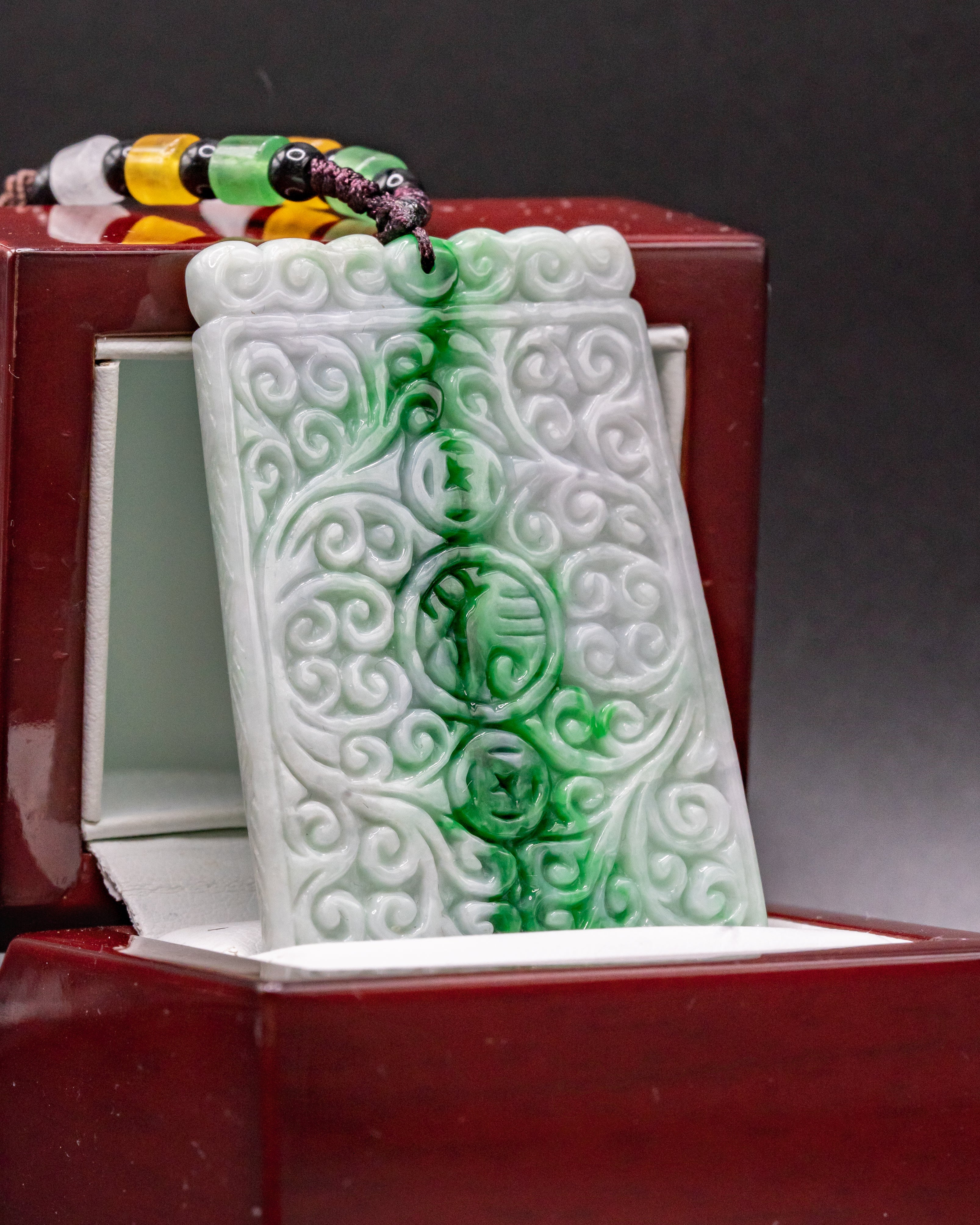 z. One of One White/Green Double sided Filigree Pendant - Image 2