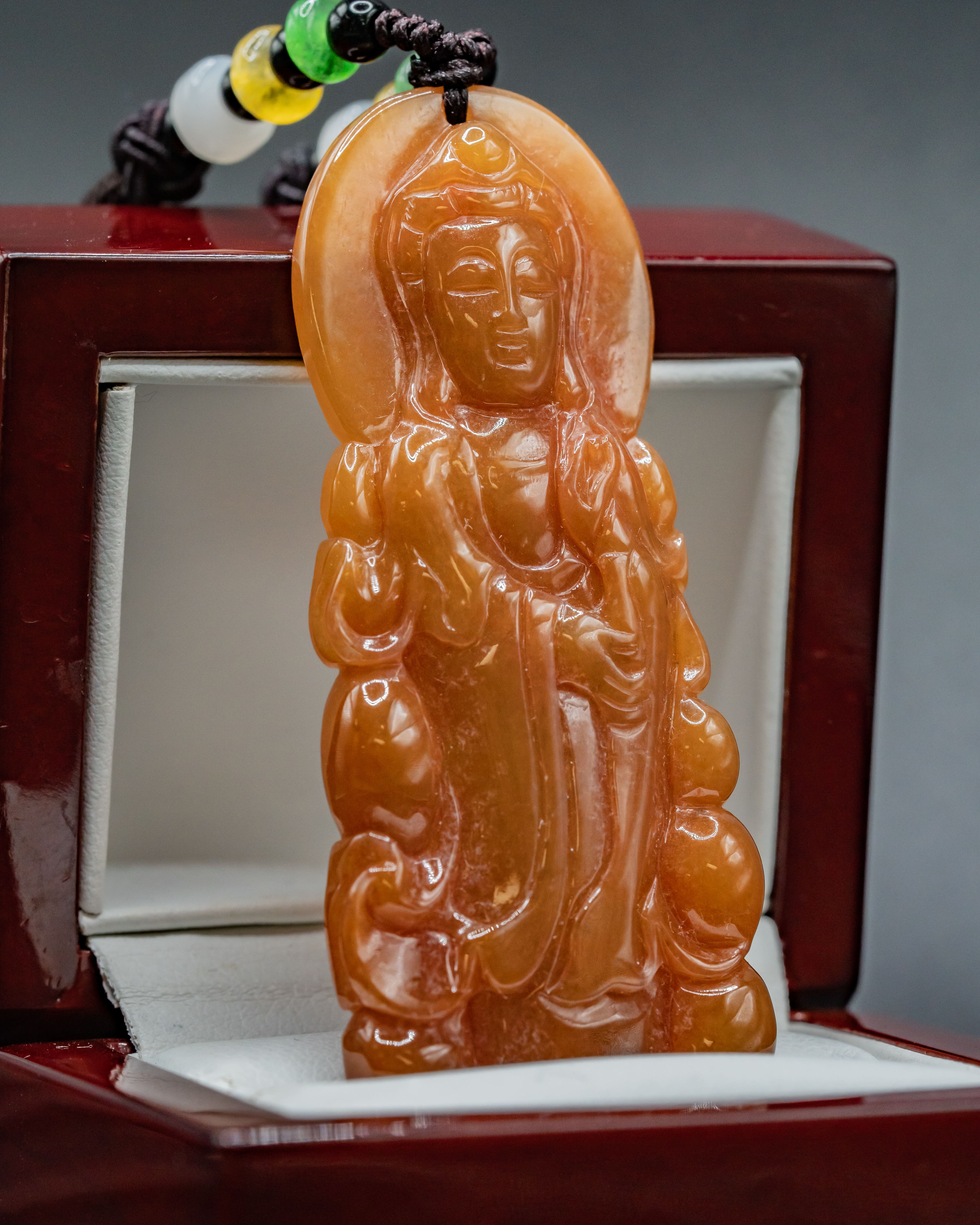 Standing Red Jade Buddha Pendant - Image 3
