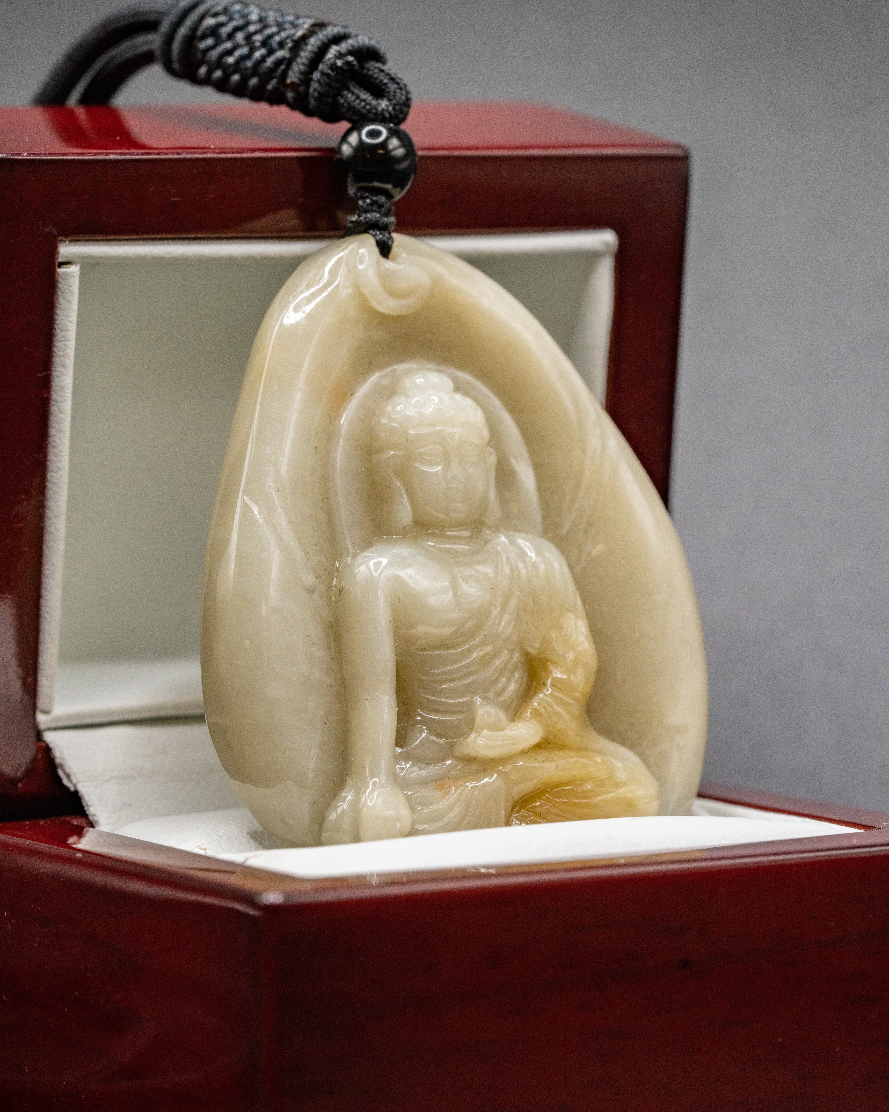 One of One Yellow Jade Meditating Buddha Pendant - Image 3