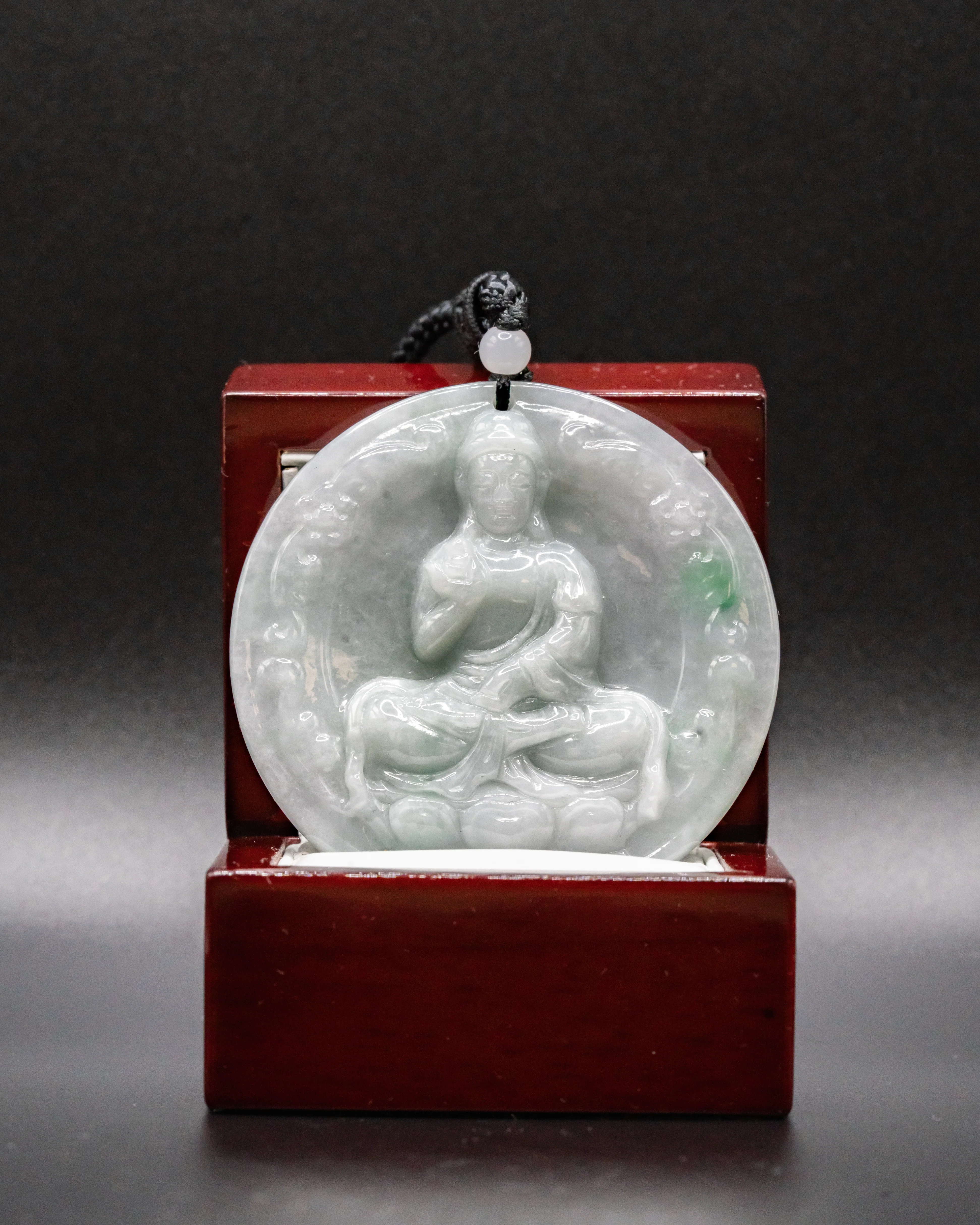 ONE OF ONE White Jade Meditating Female Buddha Pendant
