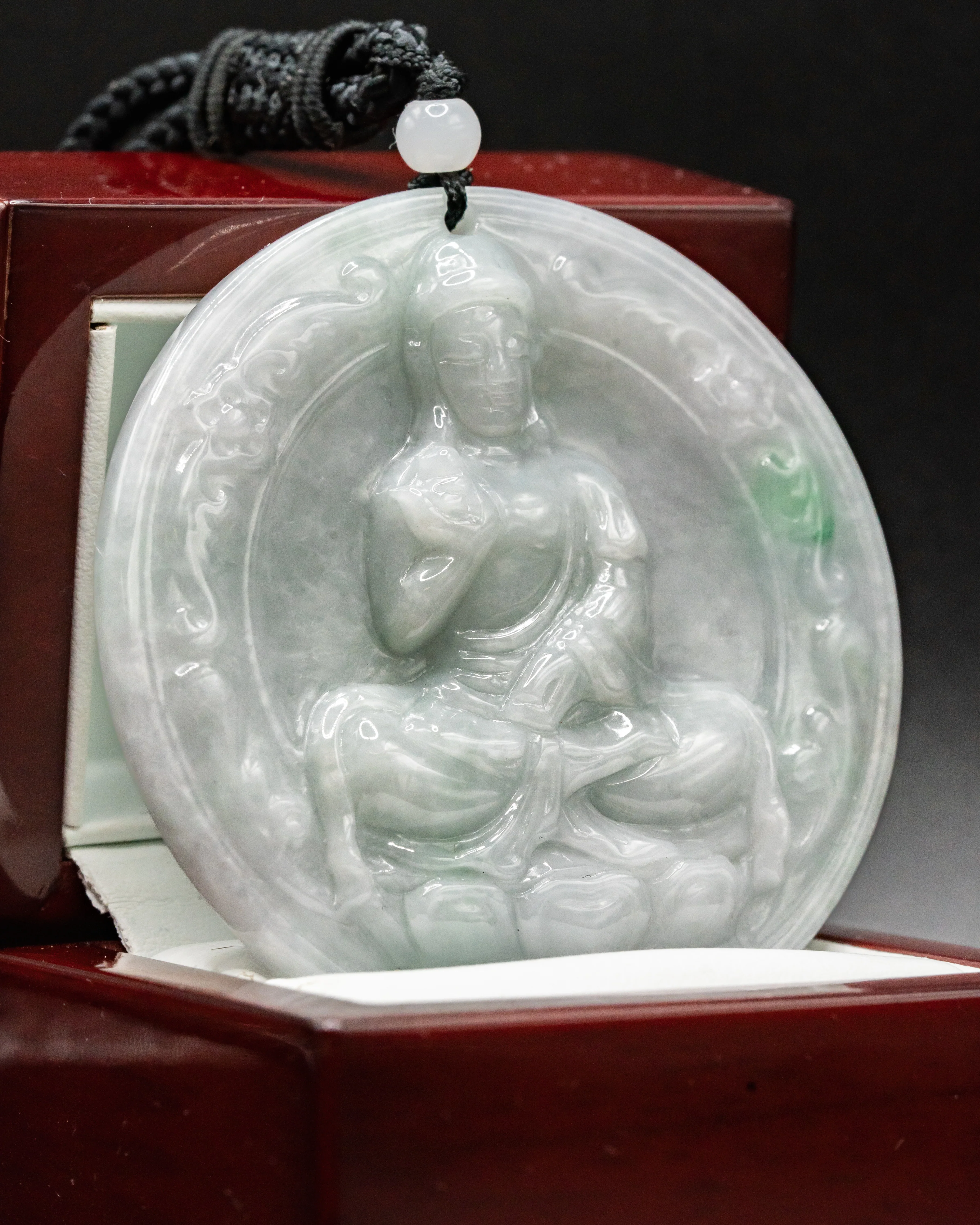 ONE OF ONE White Jade Meditating Female Buddha Pendant - Image 3