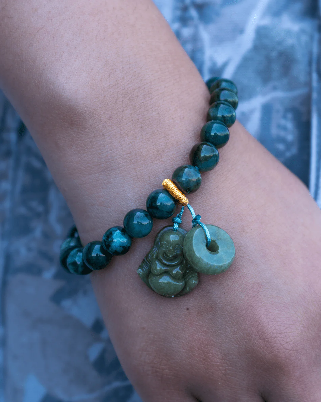 Beaded Buddha Jade Bracelet - Image 2