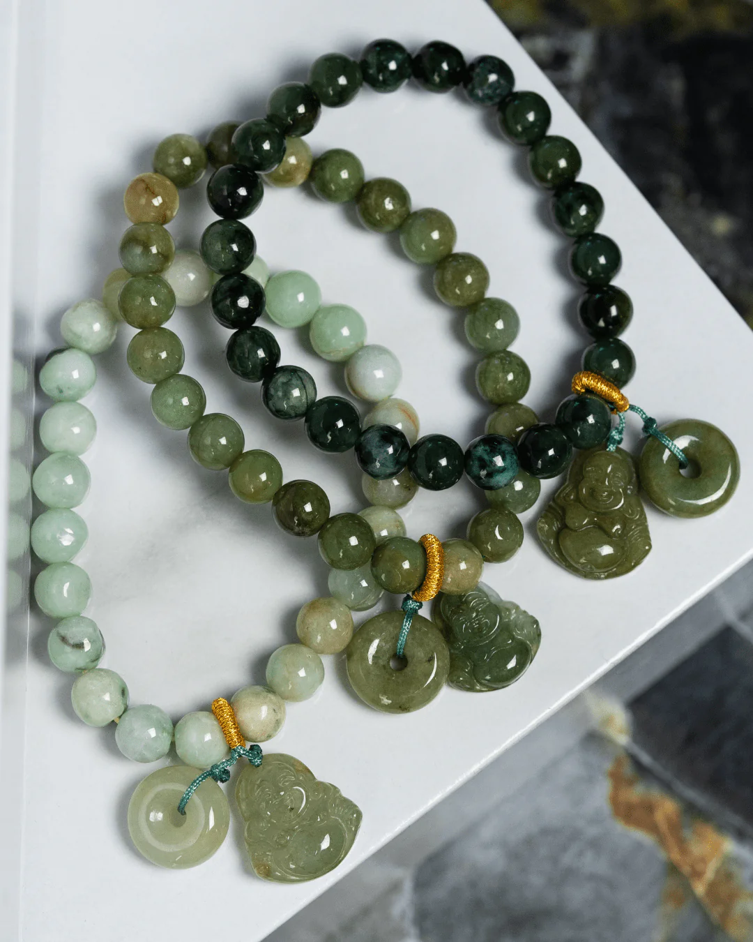 Beaded Buddha Jade Bracelet - Image 3