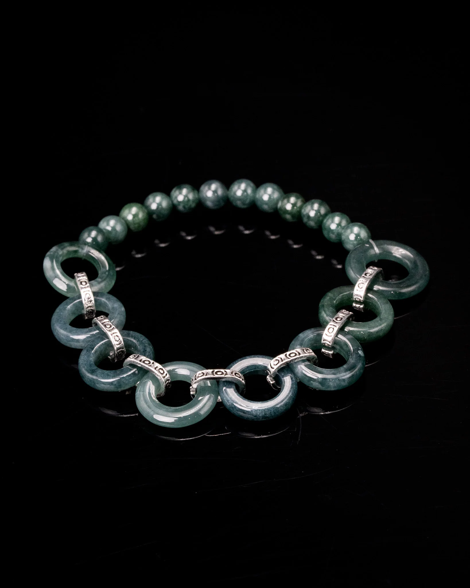 Beaded Donut Chain Linked Jade Bracelet