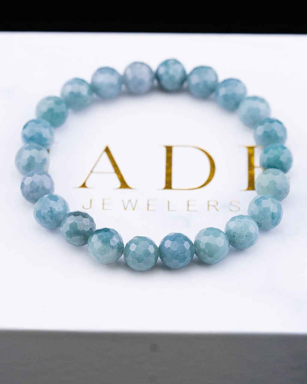 Blue Diamond Cut Jade Bracelet