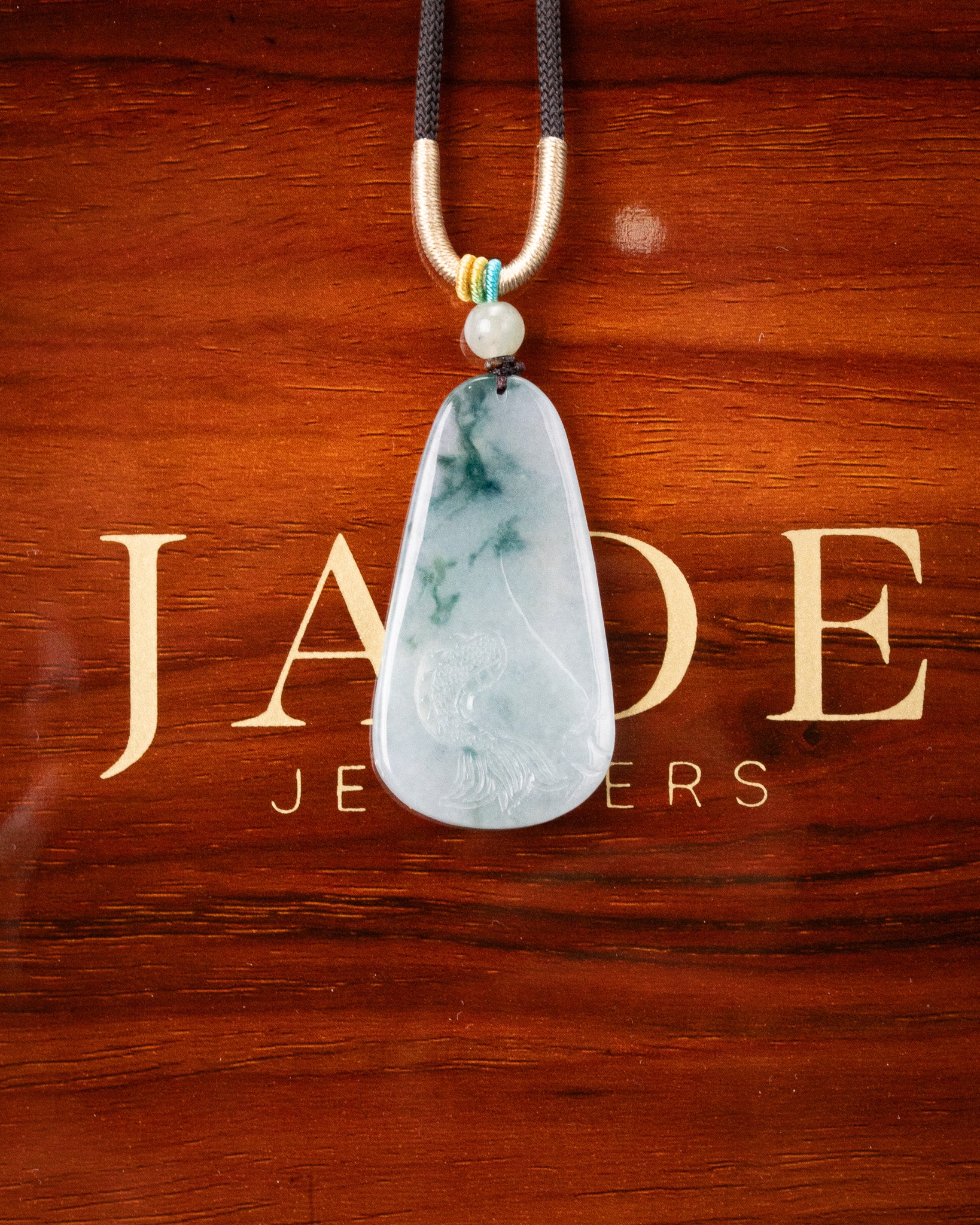 Blue/White Fierce Storm Dragon Jade Pendant - Image 3
