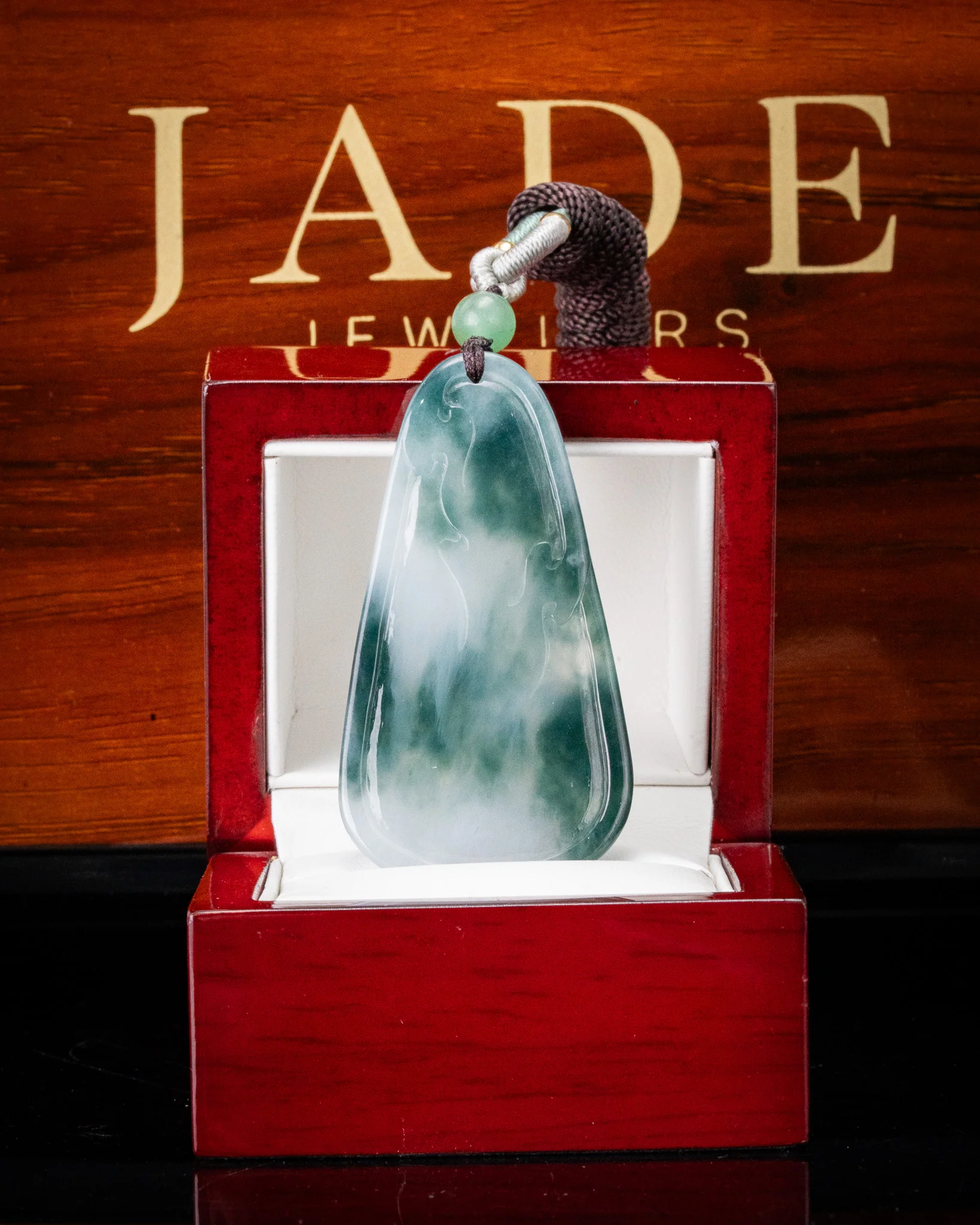 Icy Blue/White Meditating Buddha Jade Pendant - Image 3