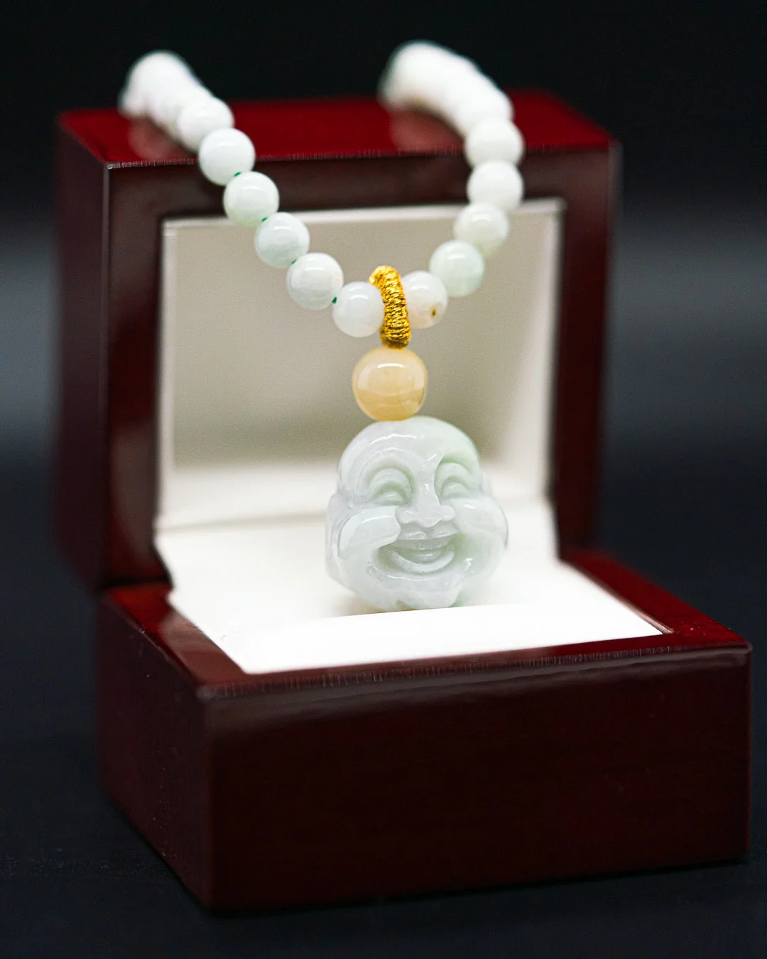Jade Buddha Head Beaded Necklace - Image 3