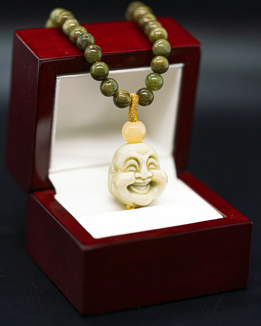 Jade Buddha Head Beaded Necklace - Image 6