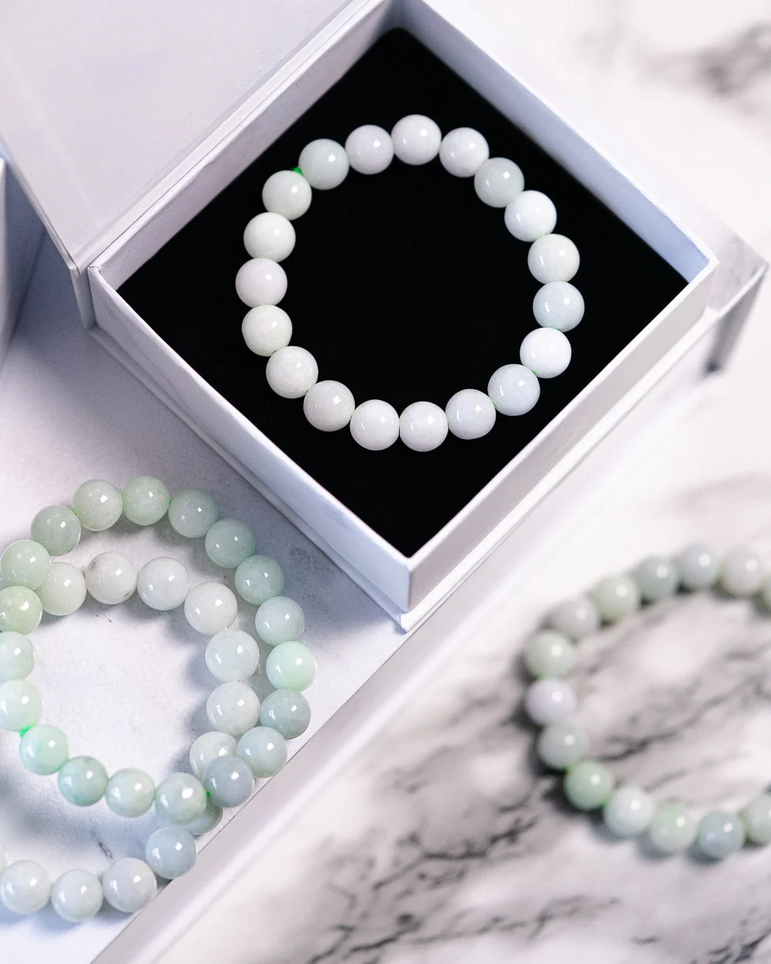 Full Beaded White Jade Bracelet - Image 3