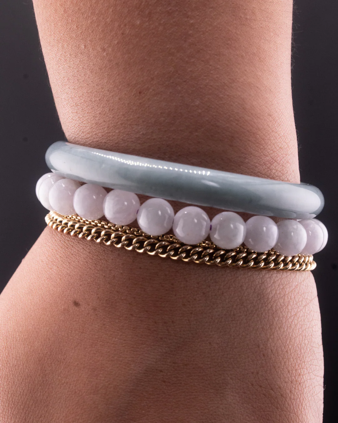 Full Beaded White Jade Bracelet - Image 4