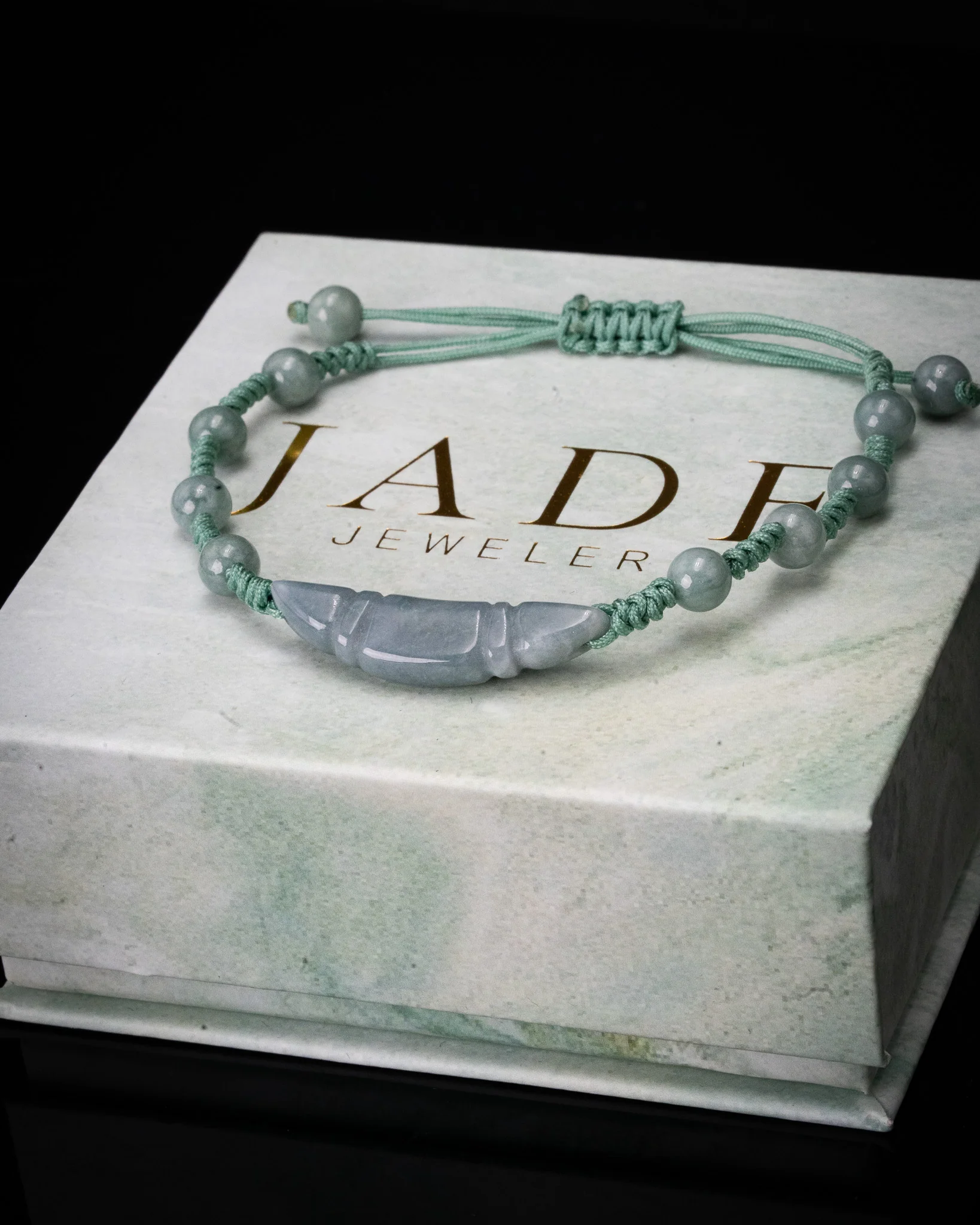 Crescent Bar Blue Water Jade Bracelet - Image 2