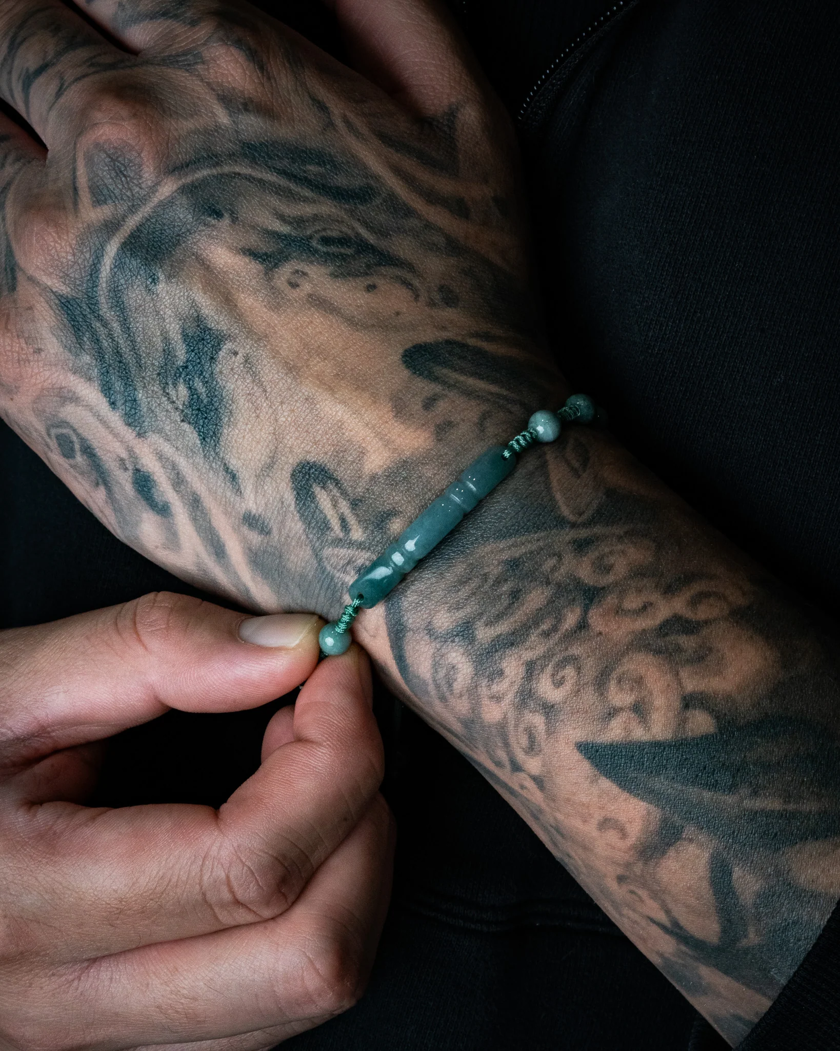 Crescent Bar Blue Water Jade Bracelet - Image 3
