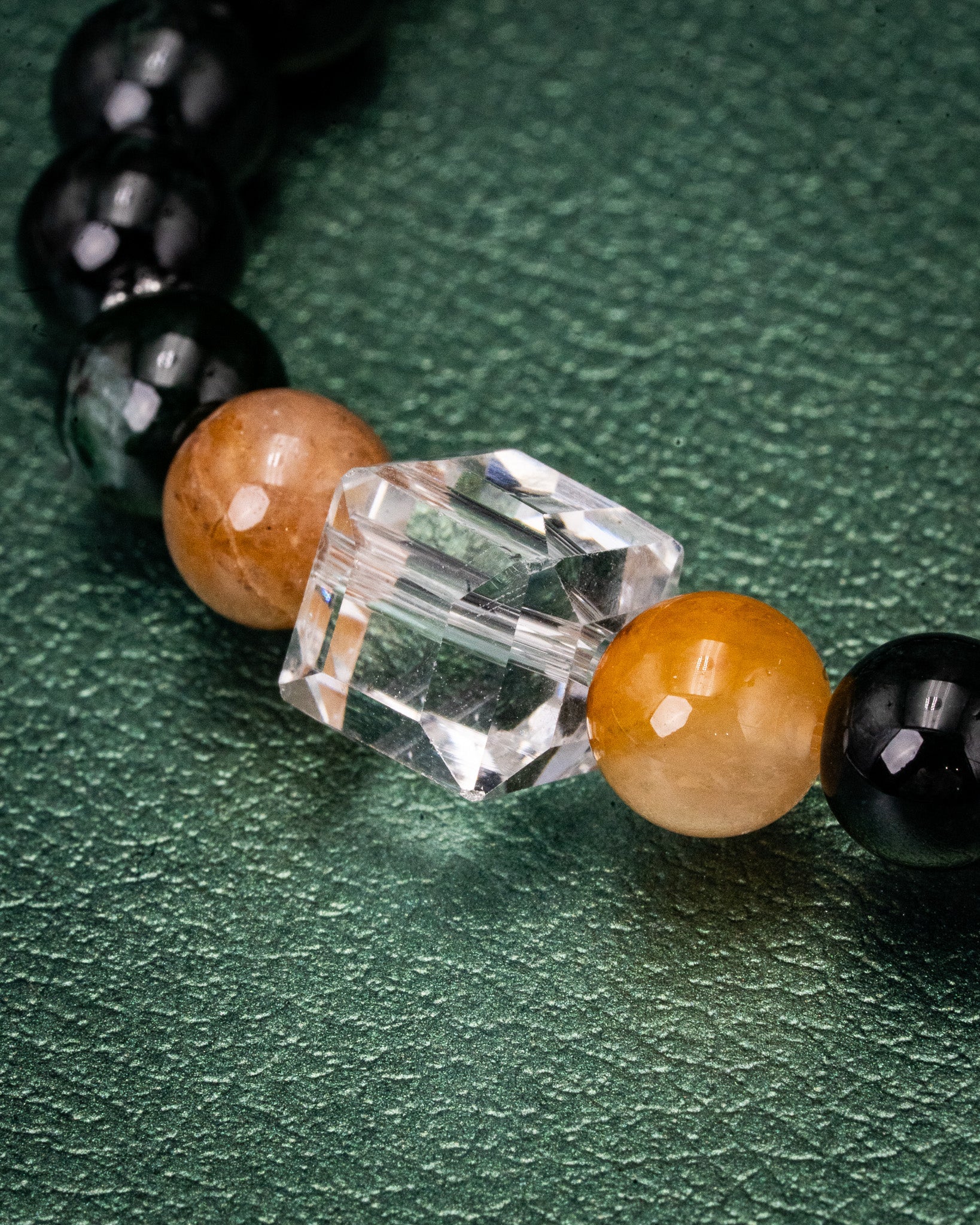Crystal Tesseract Black Bead Jade Bracelet