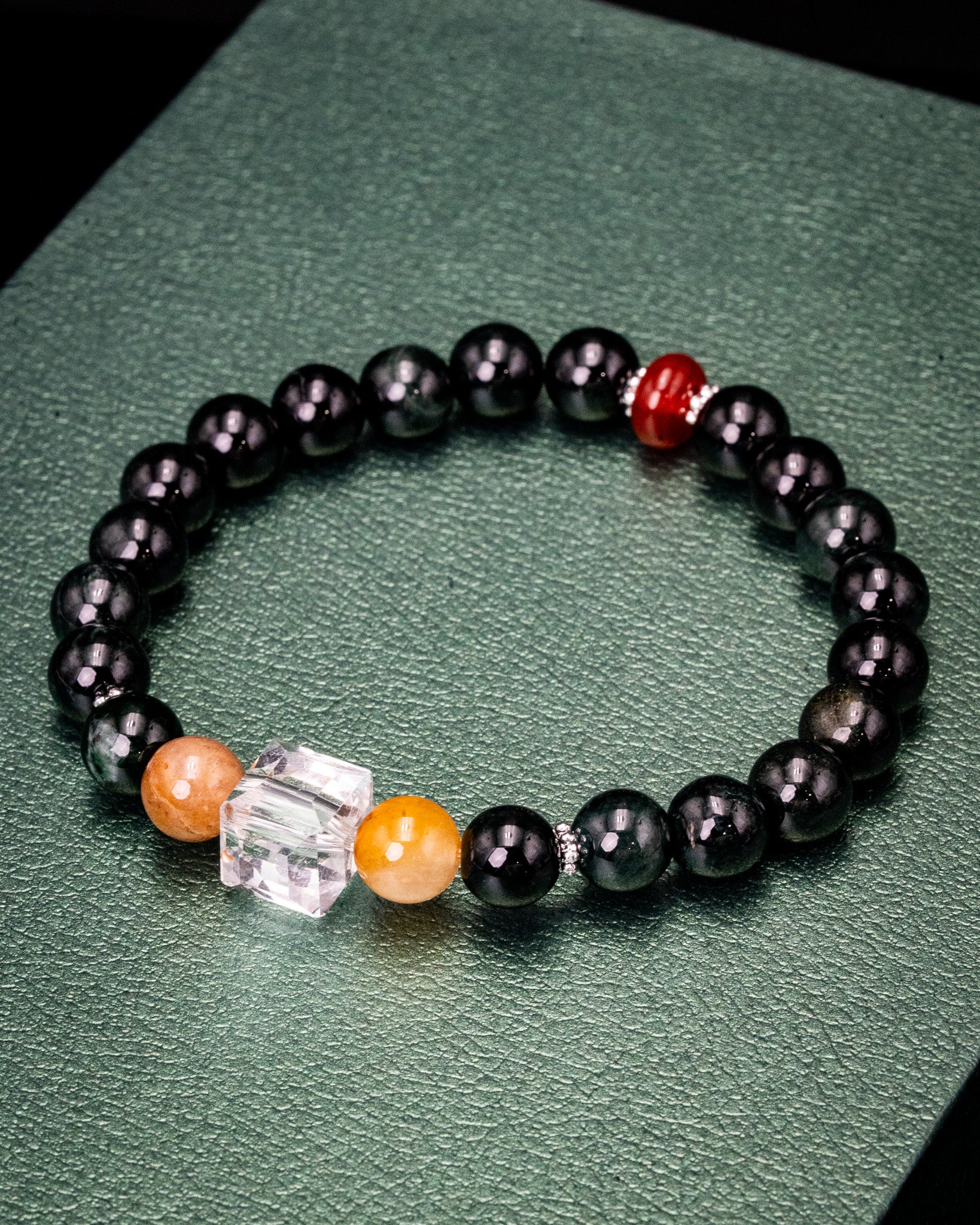 Crystal Tesseract Black Bead Jade Bracelet - Image 3