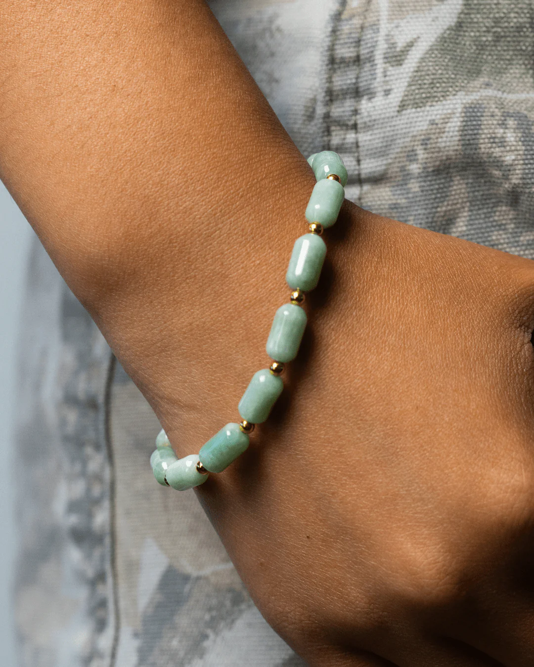 Cylinder Beaded Jade Bracelet - Image 2