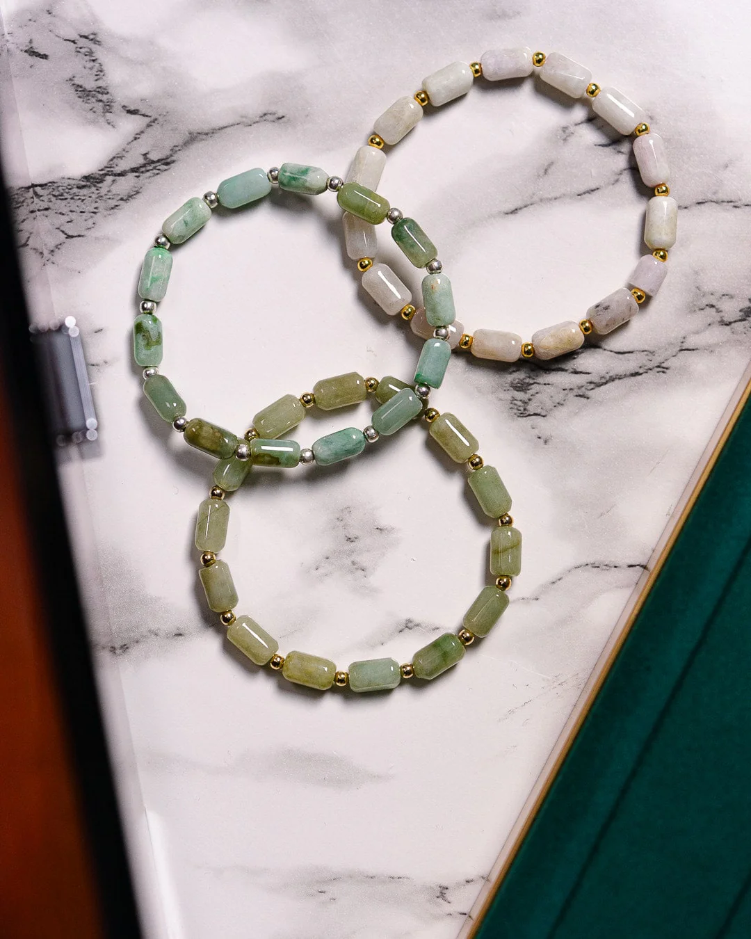 Cylinder Beaded Jade Bracelet - Image 3