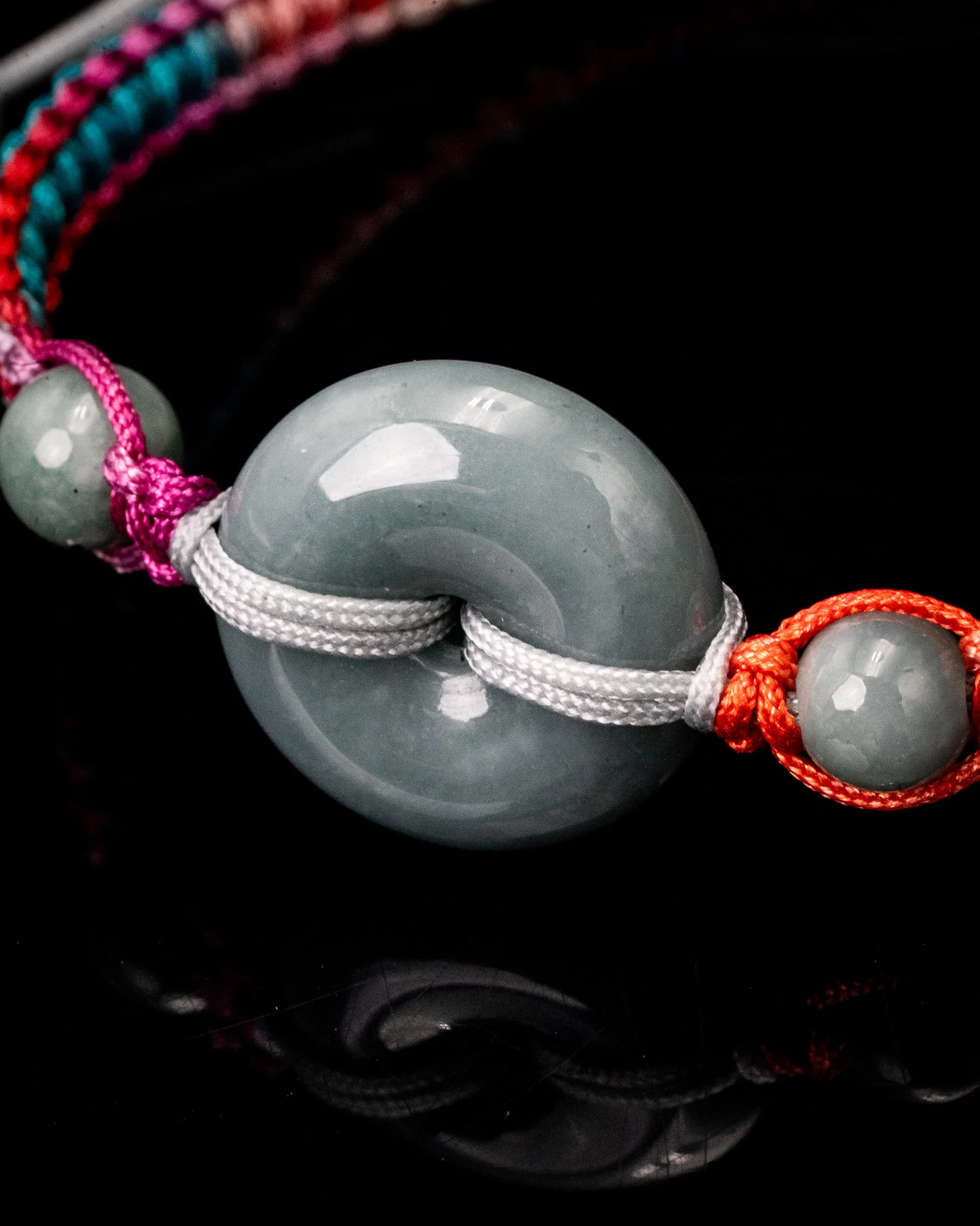Donut Jade Multicolor Rope Bracelet
