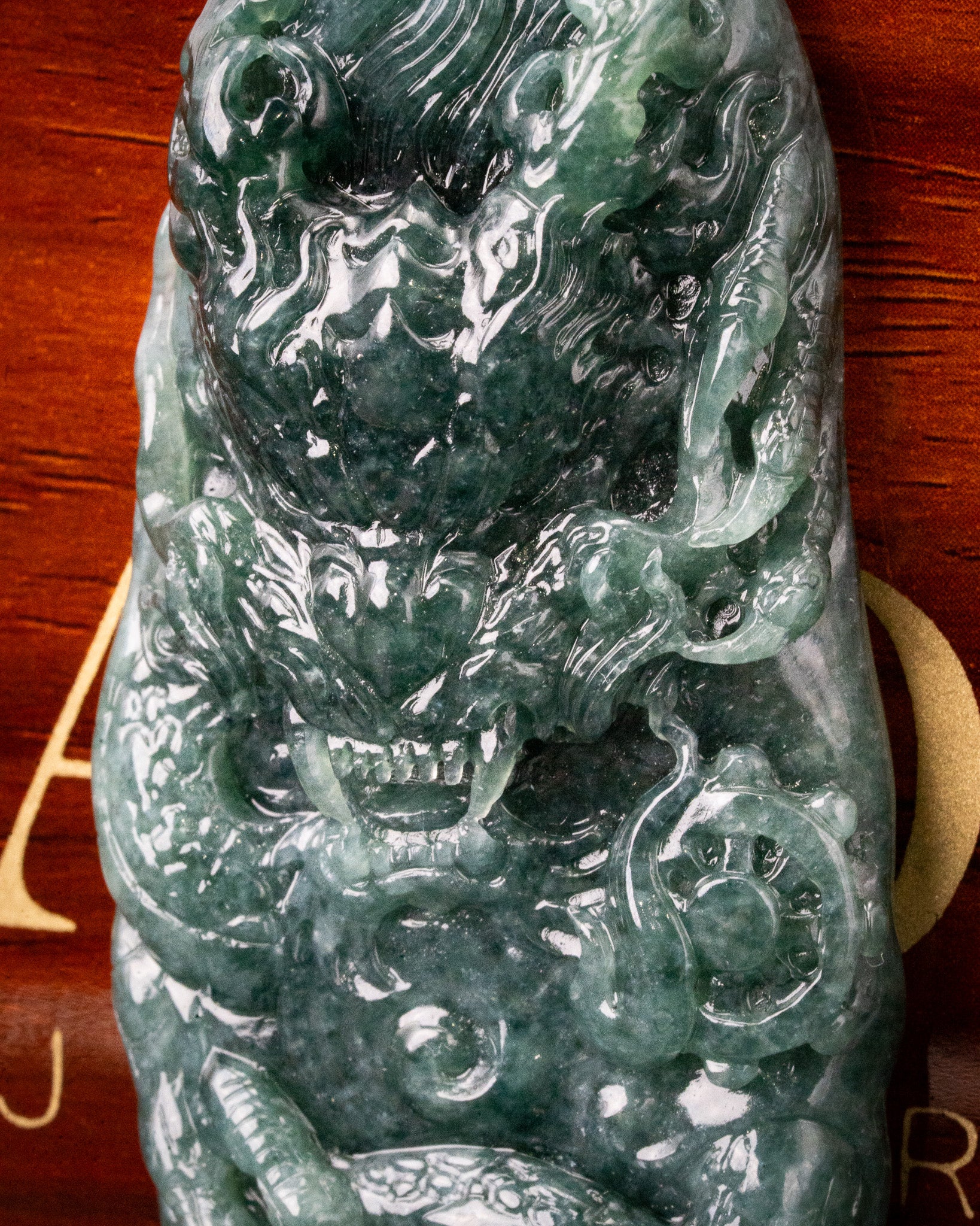 Fierce Dragon Blue Water Jade Pendant - Image 2