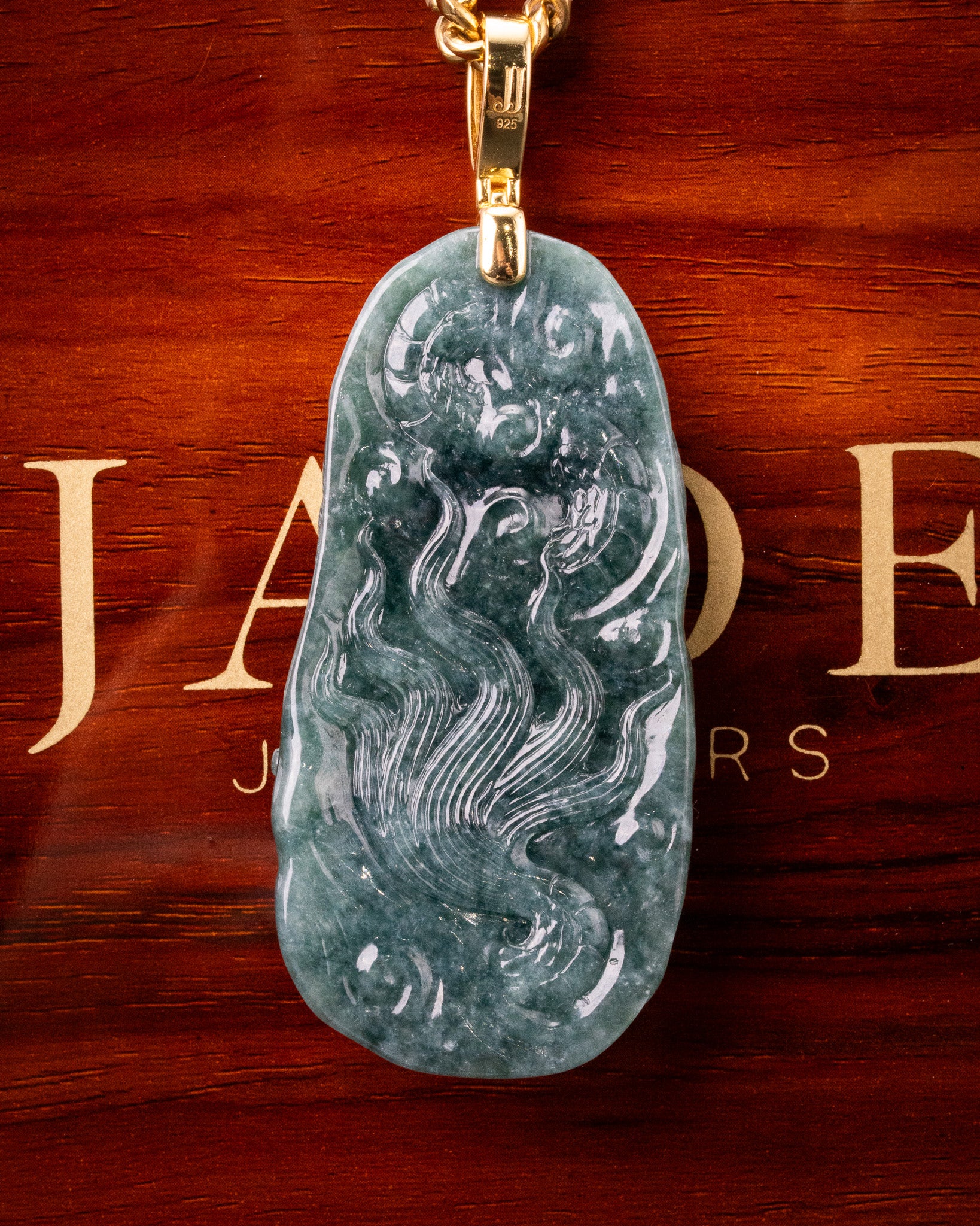 Fierce Dragon Blue Water Jade Pendant - Image 3