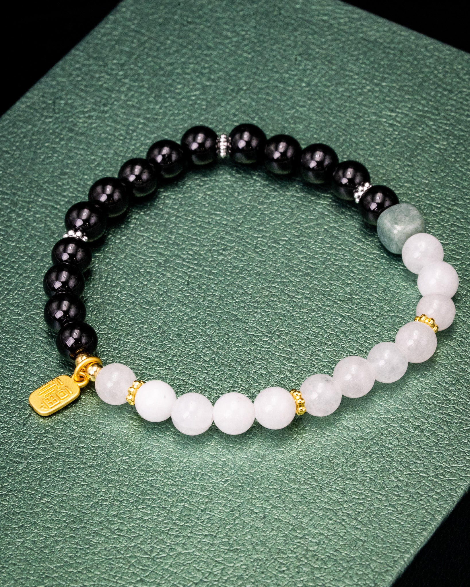 Gold Luck Charm Balance Jade Bracelet - Image 3
