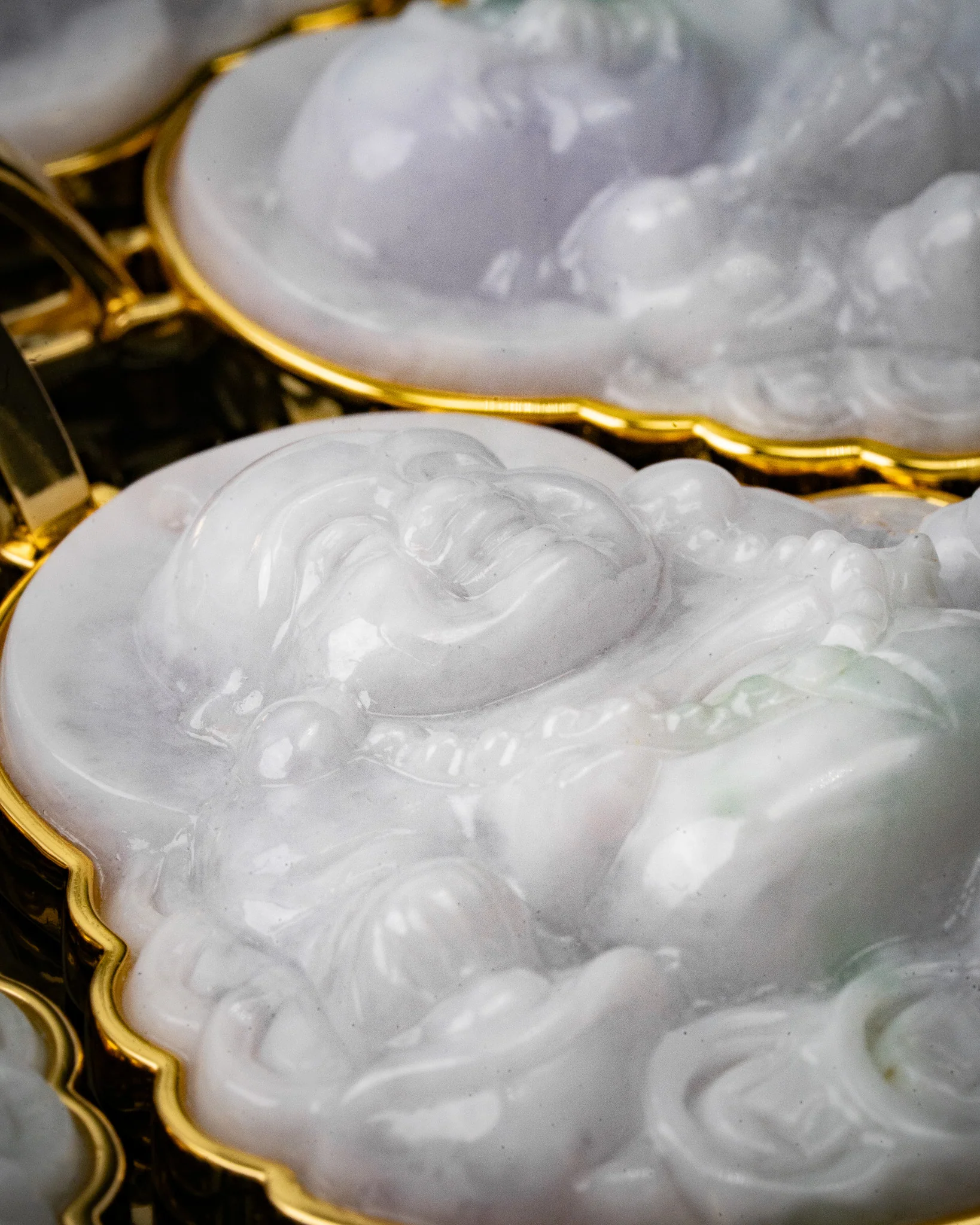 Gold Wrap Lucky Coin Buddha White Jade Pendants - Image 2