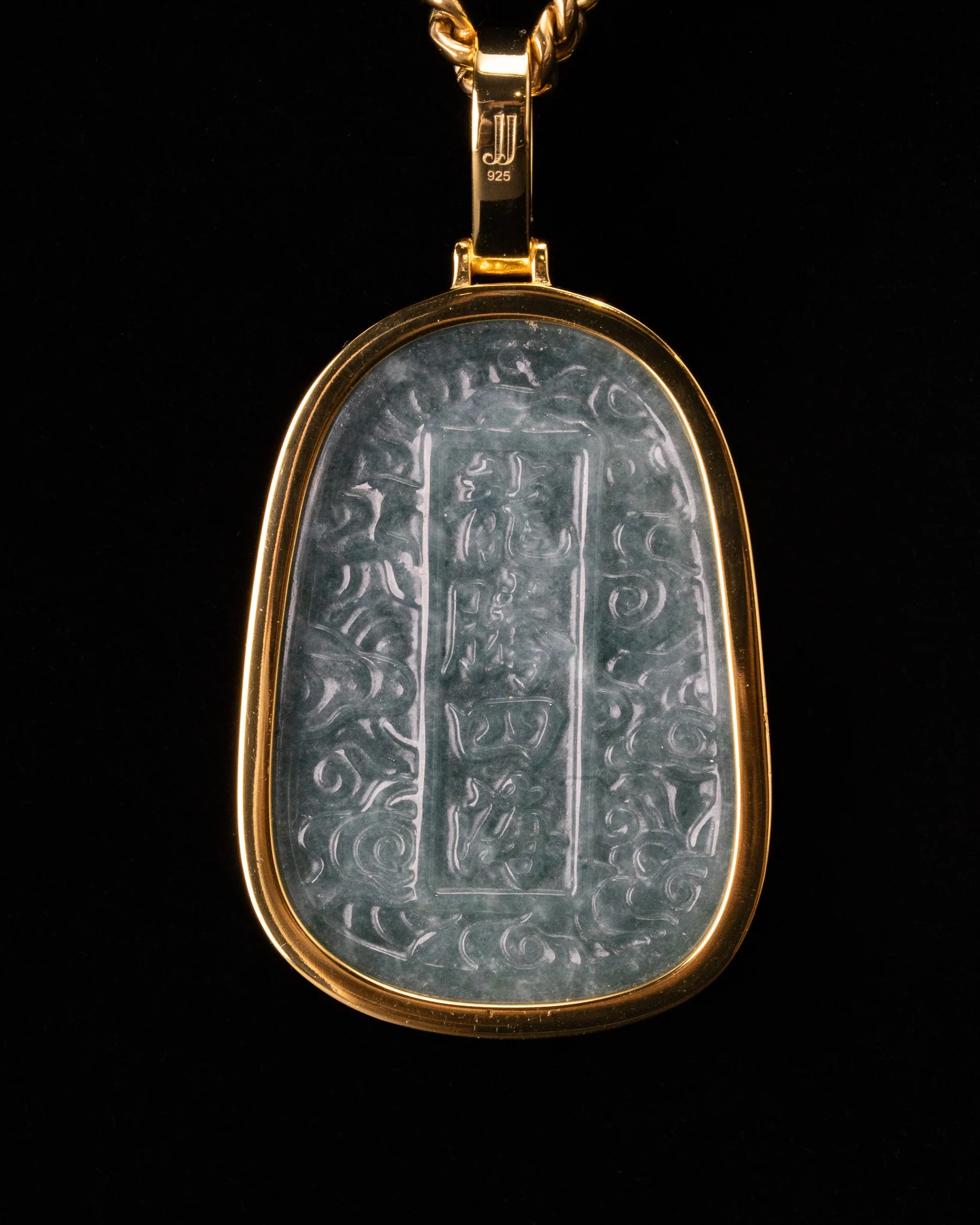 Golden Dragon Flying over 4 Seas Jade Pendant - Image 2