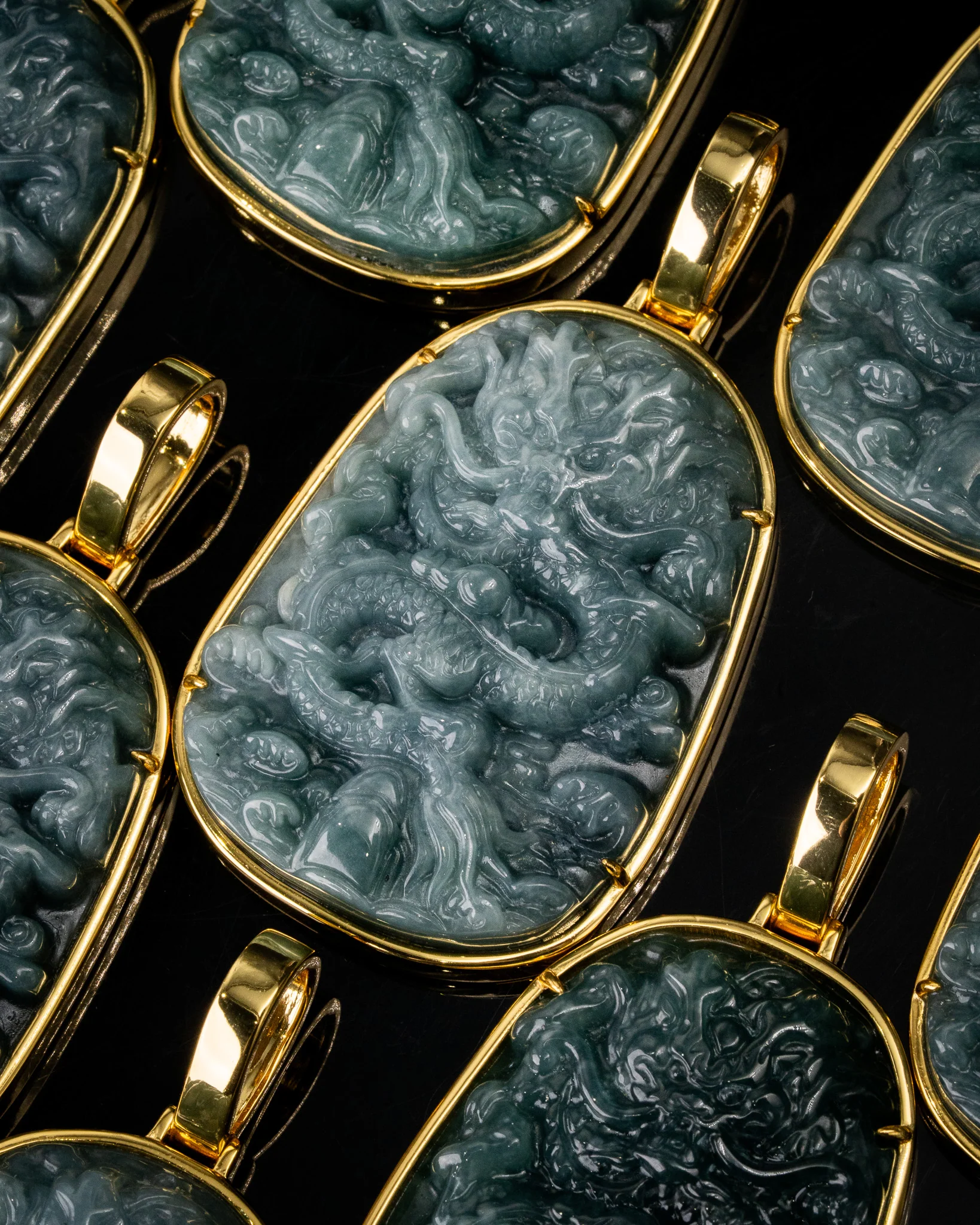 Golden Dragon Flying over 4 Seas Jade Pendant - Image 3