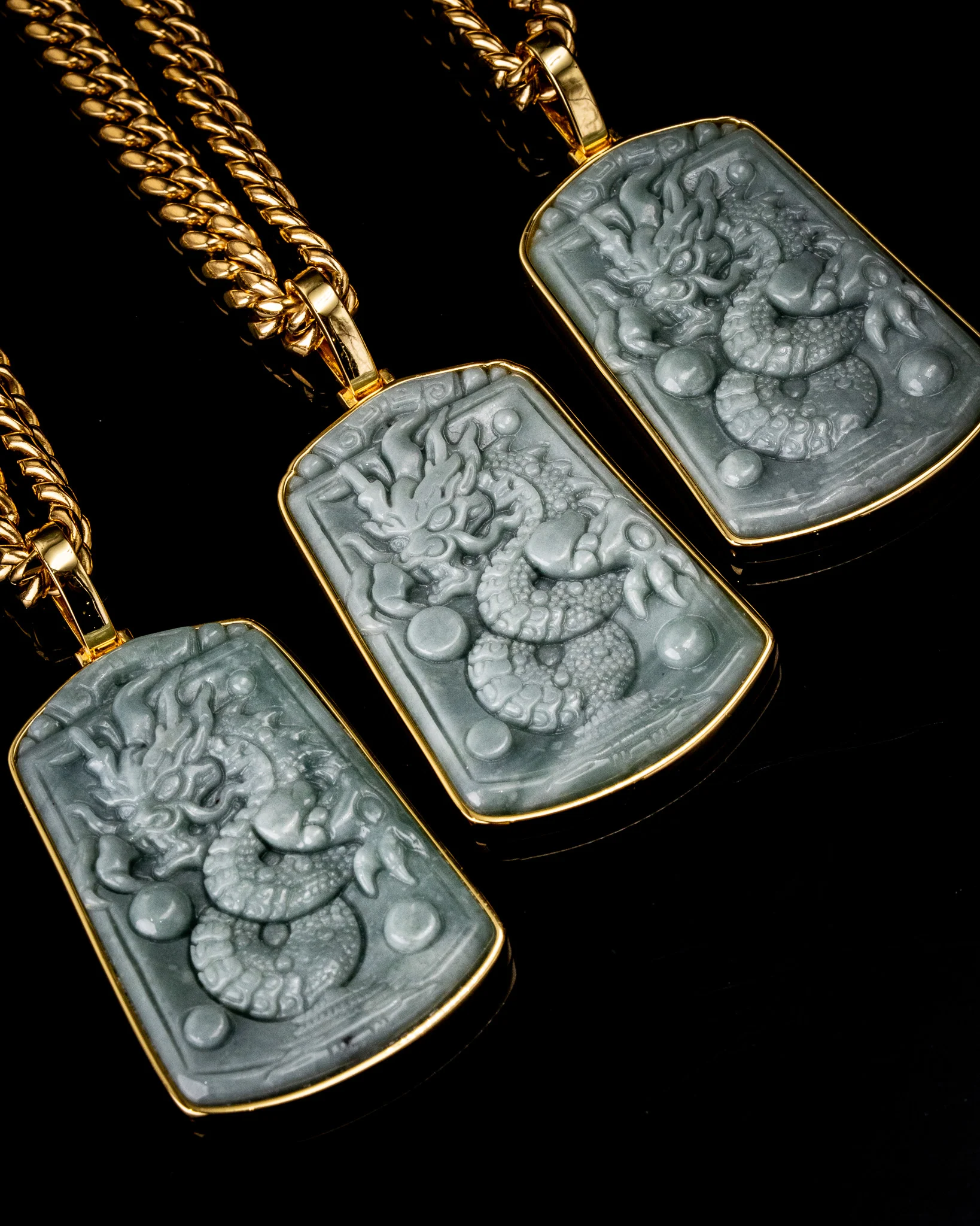 Golden Pearl Dragon Temple Guardian Jade Pendant - Image 3