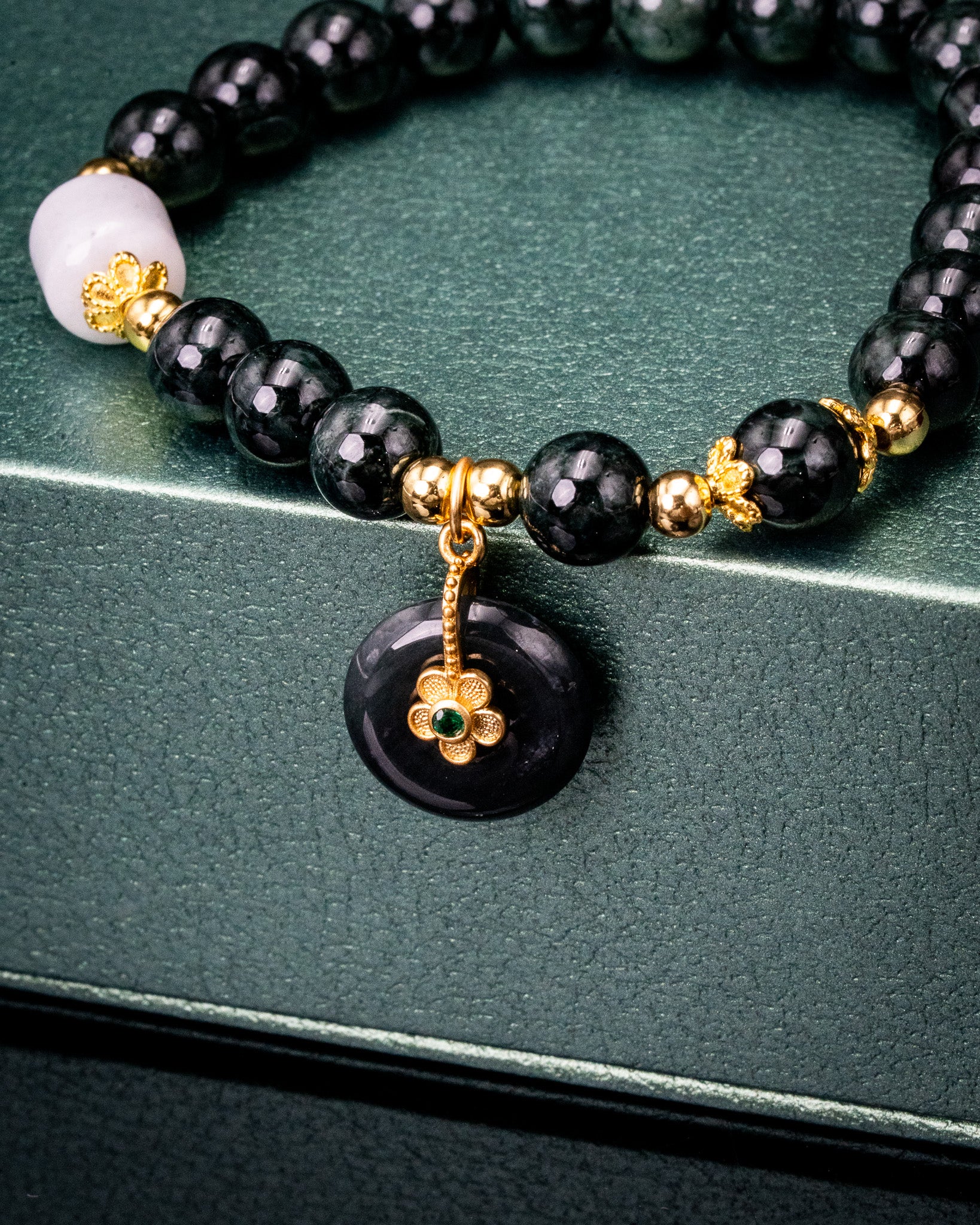 Golden Flower Harmony Jade Bracelet - Image 3