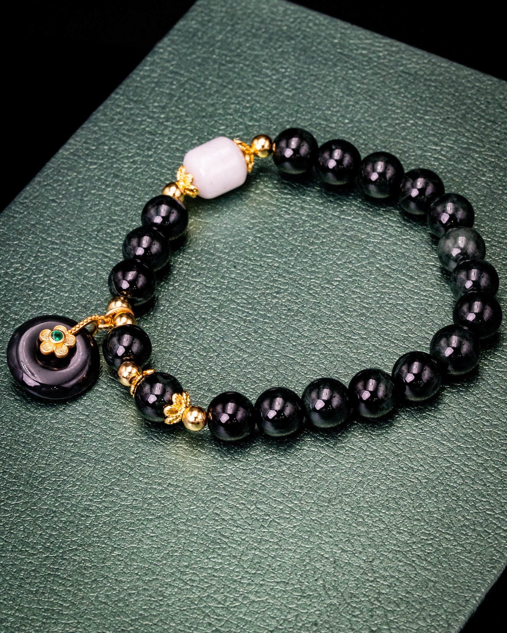 Golden Flower Harmony Jade Bracelet - Image 4
