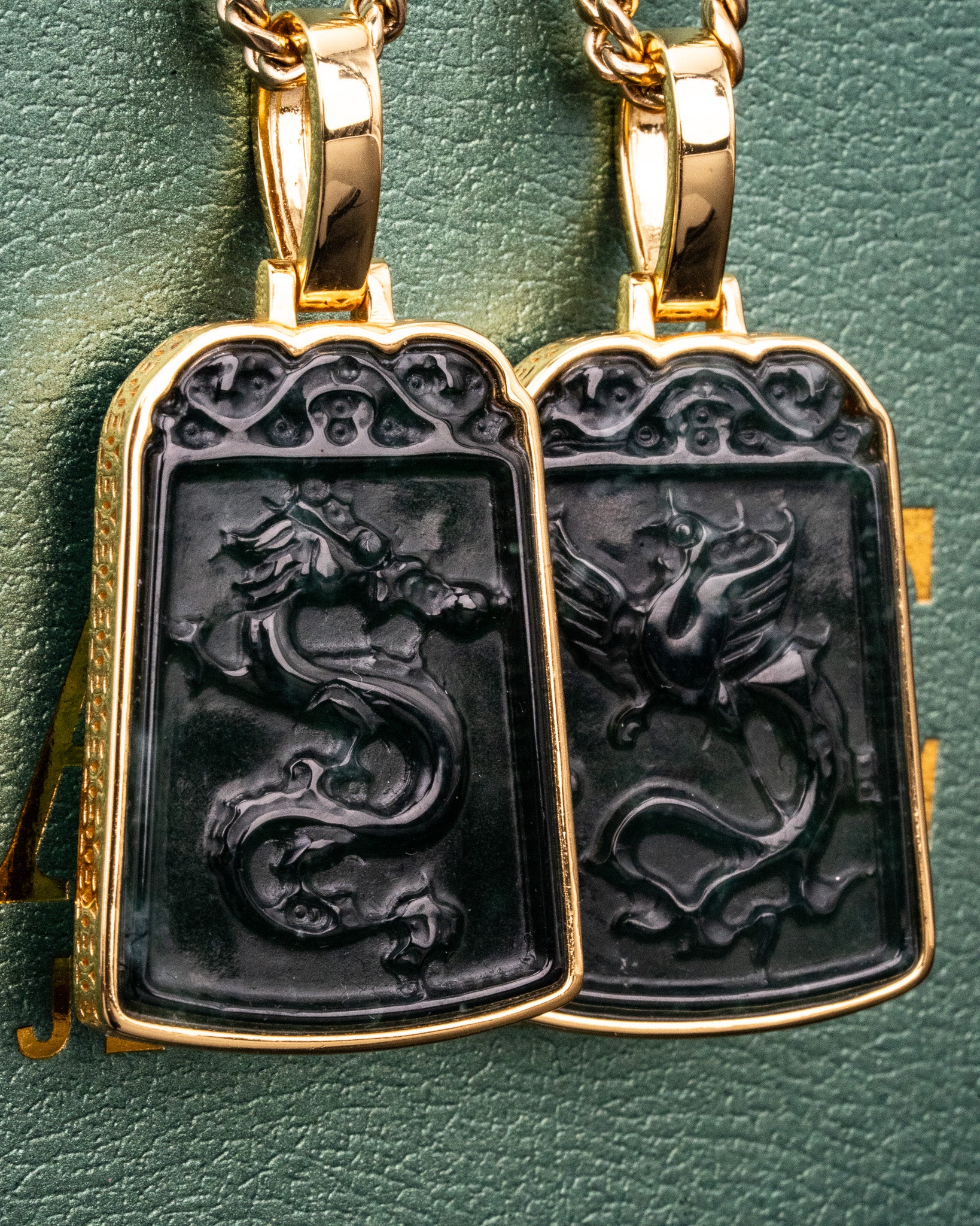 Golden Lucky Coin Wrapped Micro Dragon Jade Pendant - Image 5