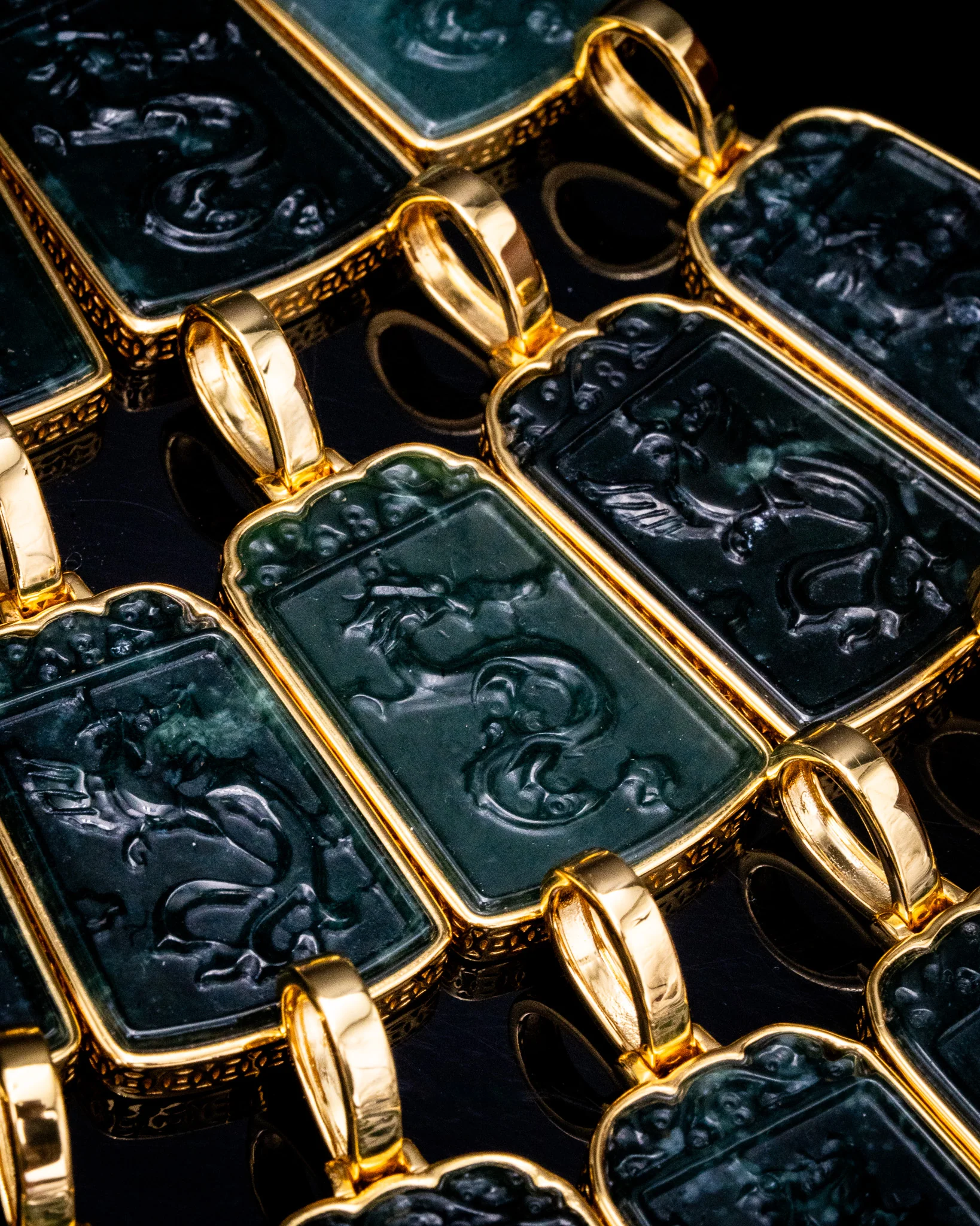 Golden Lucky Coin Wrapped Micro Dragon Jade Pendant - Image 6