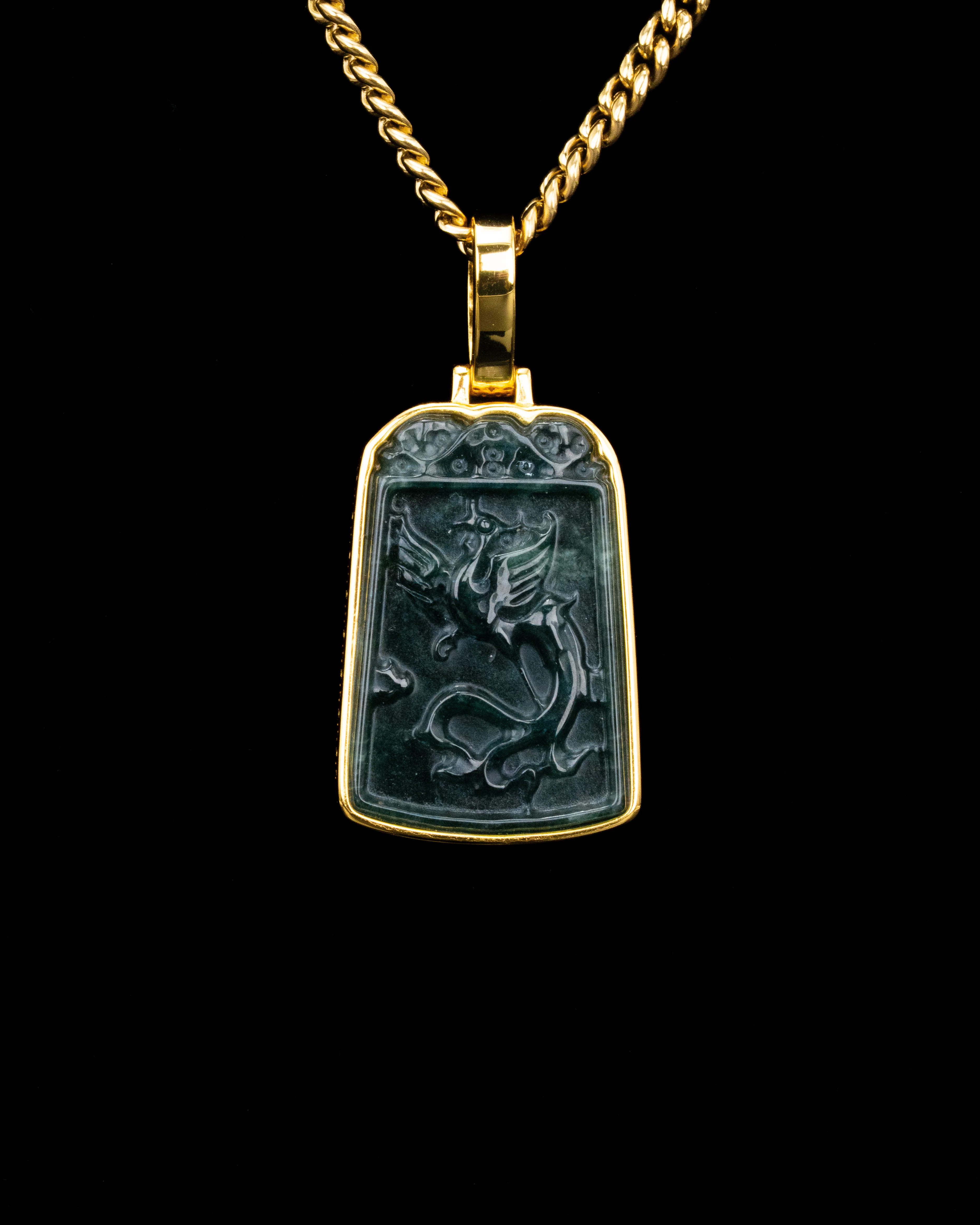 Golden Lucky Coin Wrapped Micro Phoenix Jade Pendant - Image 3