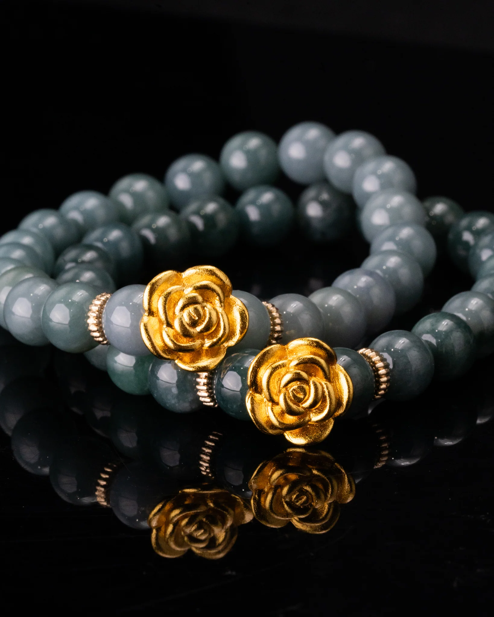 Golden Rose Charm Jade Bracelet - Image 3