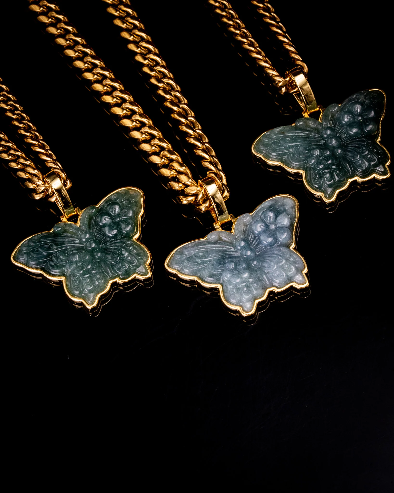 Golden Wrapped Butterfly Jade Pendant - Image 4