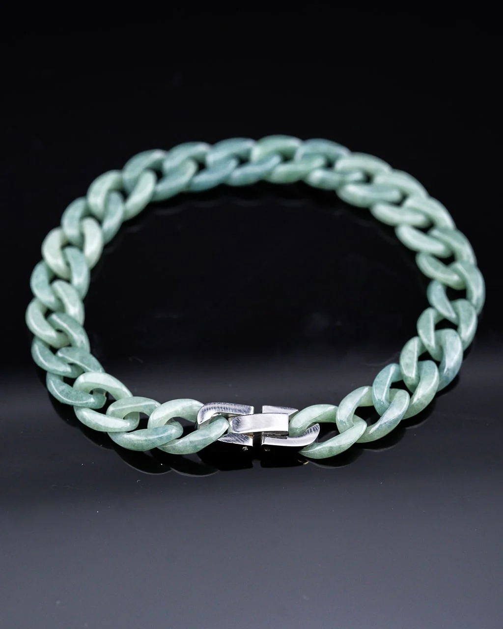 Green Cuban Link Jade Bracelet - Image 2