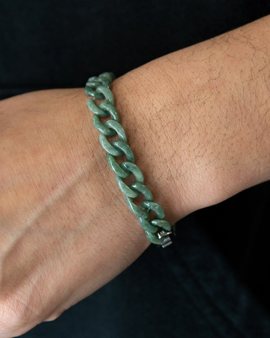 Green Cuban Link Jade Bracelet - Image 3