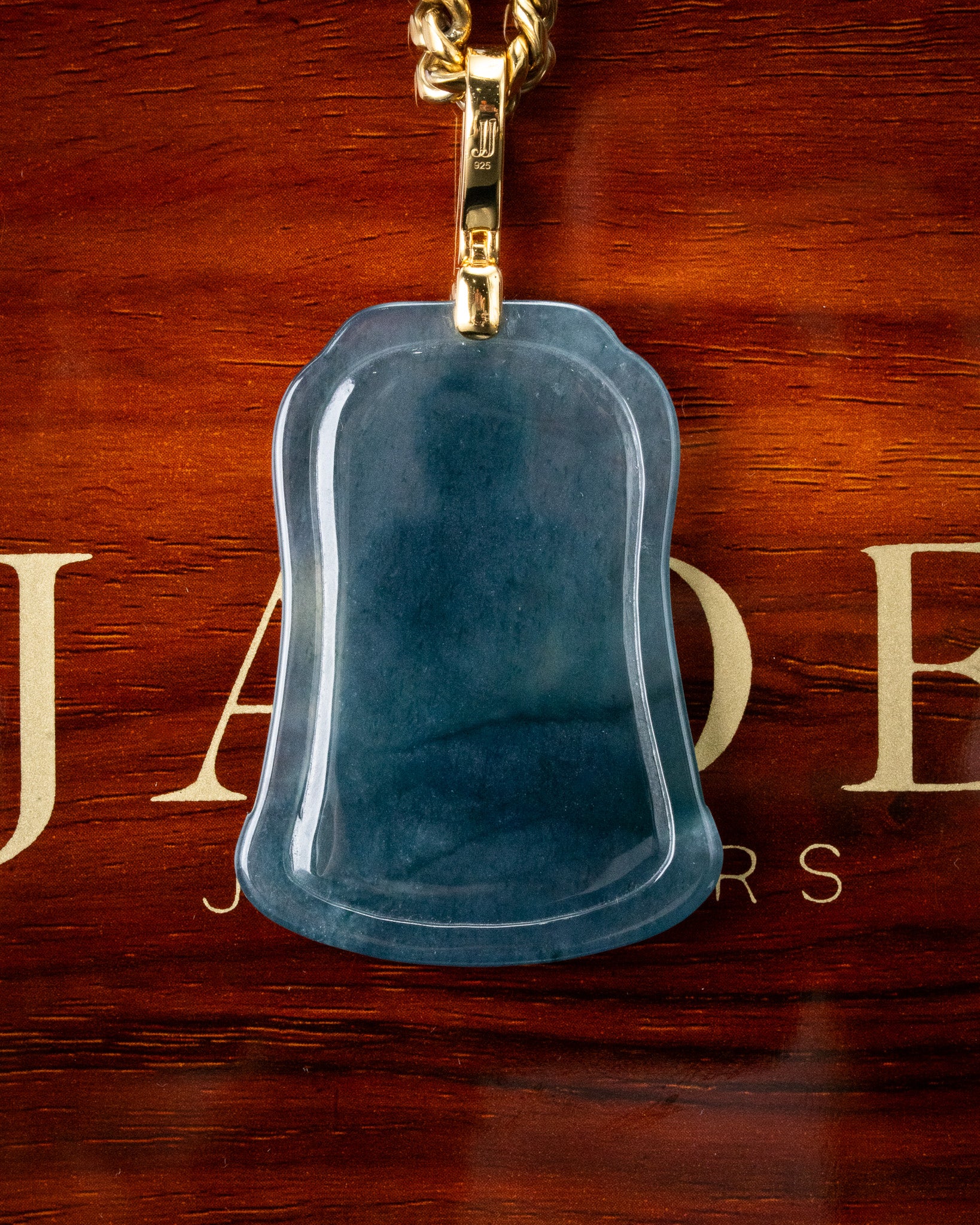 Icy Blue Water Tranquility Meditating Buddha Jade Pendant - Image 2