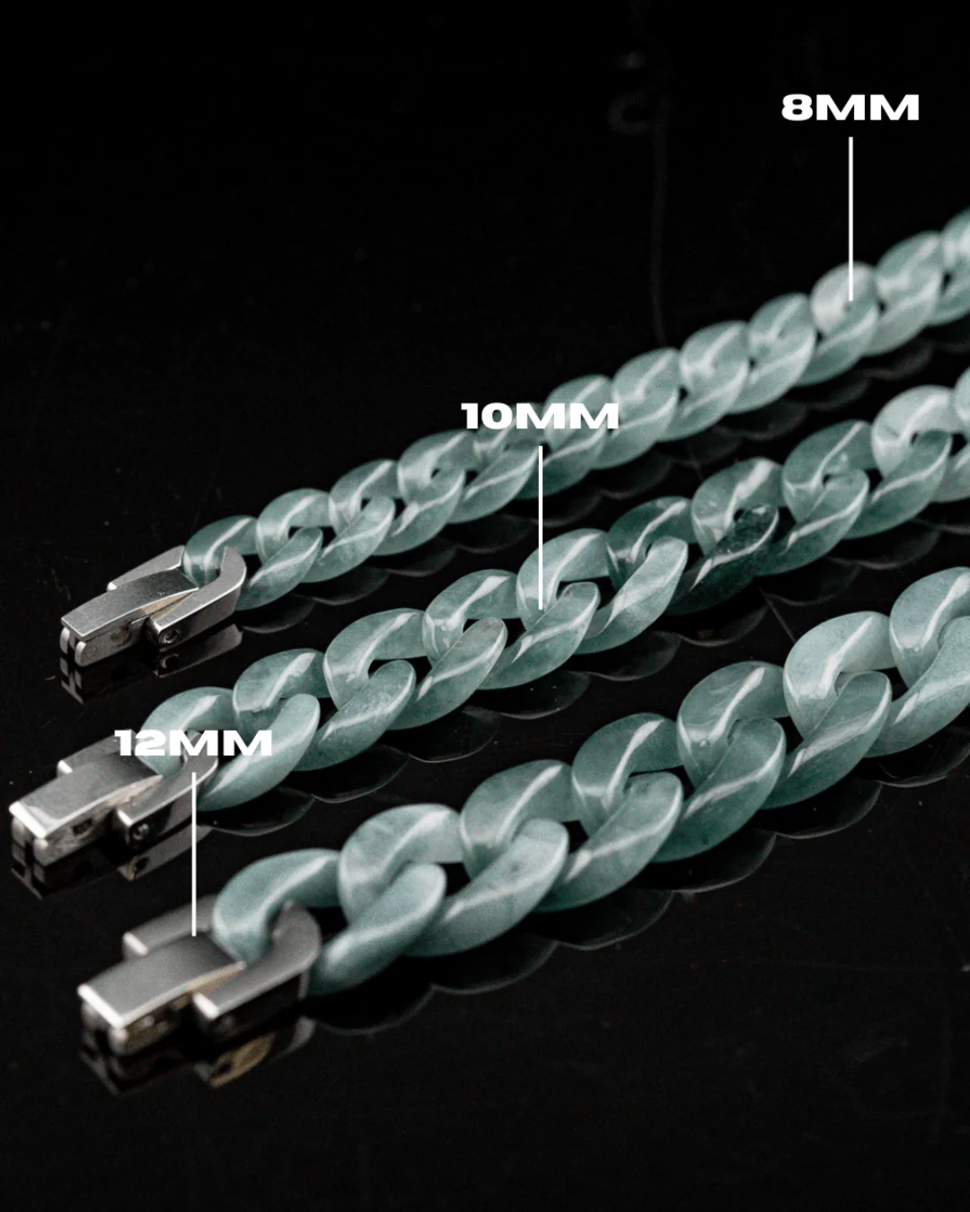 Blue Cuban Link Jade Bracelet - Image 3