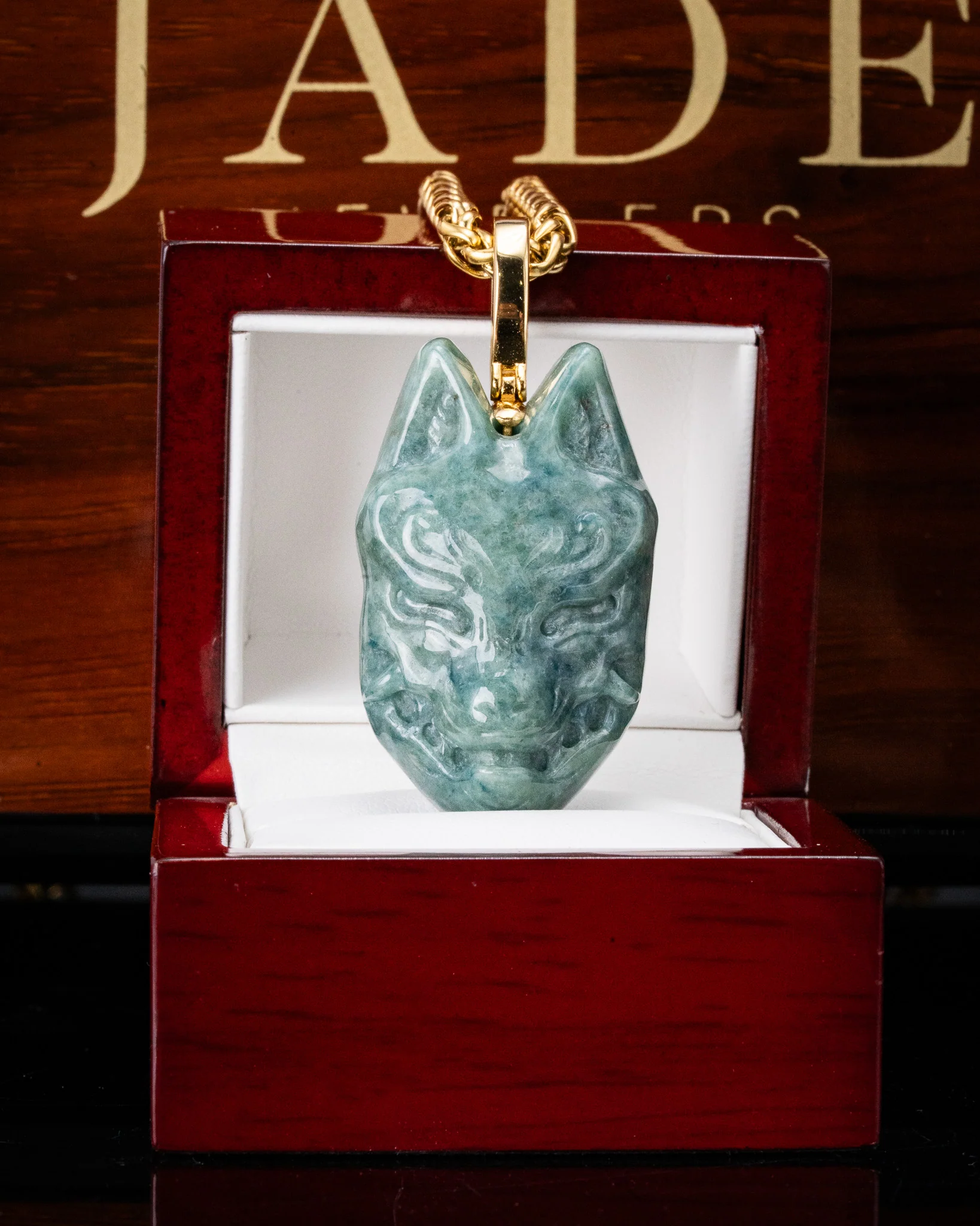 Kitsune Mask Jade Pendant - Image 2