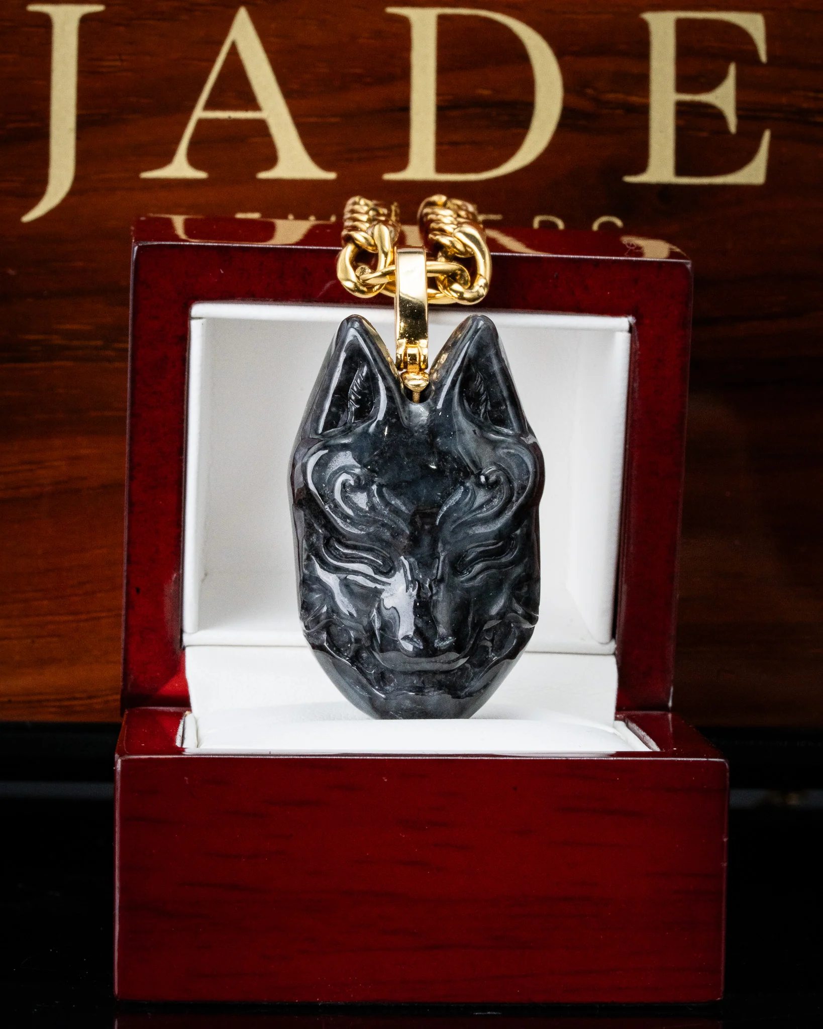 Kitsune Mask Jade Pendant - Image 3