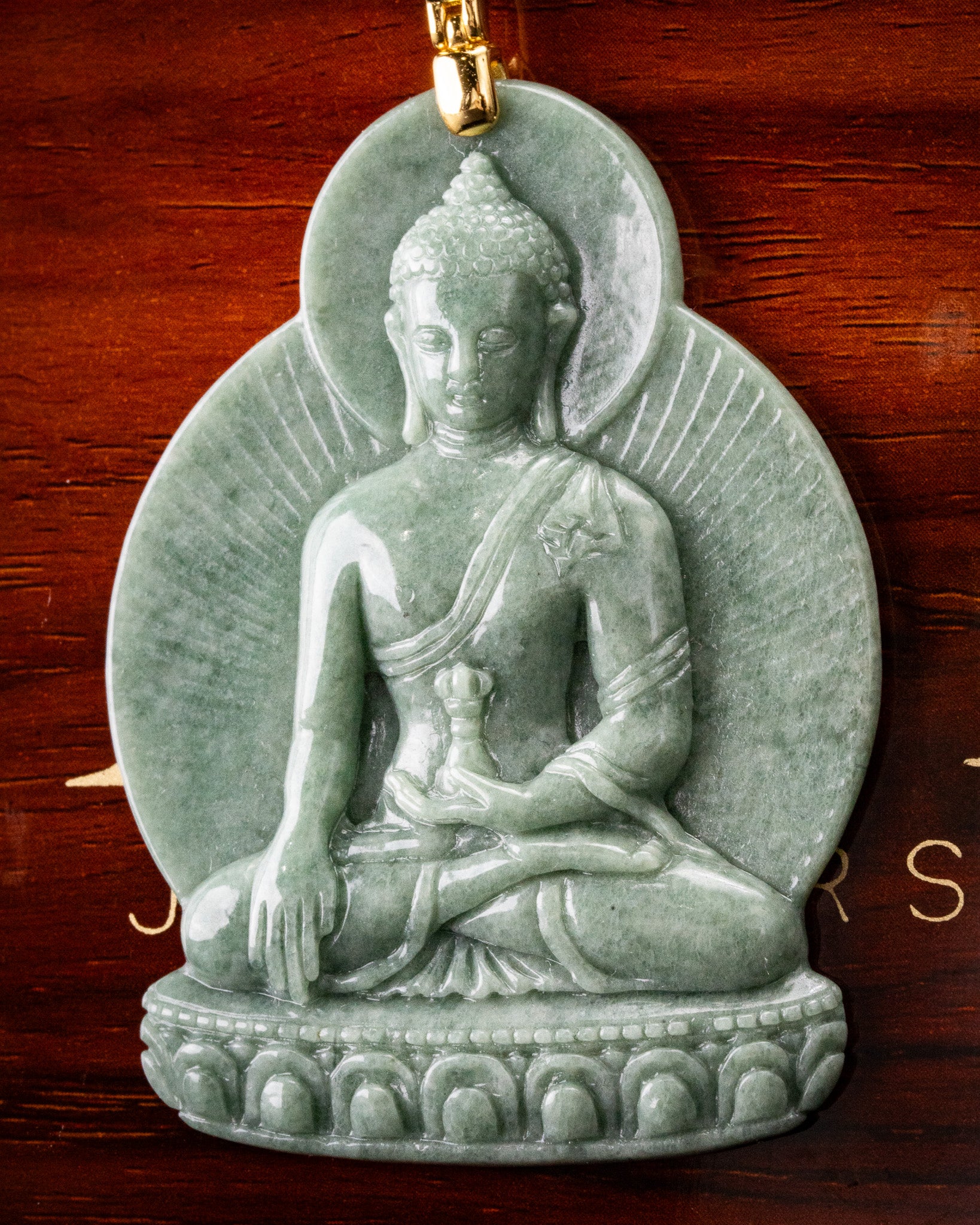 Meditating Buddha Green Jade Pendant - Image 2