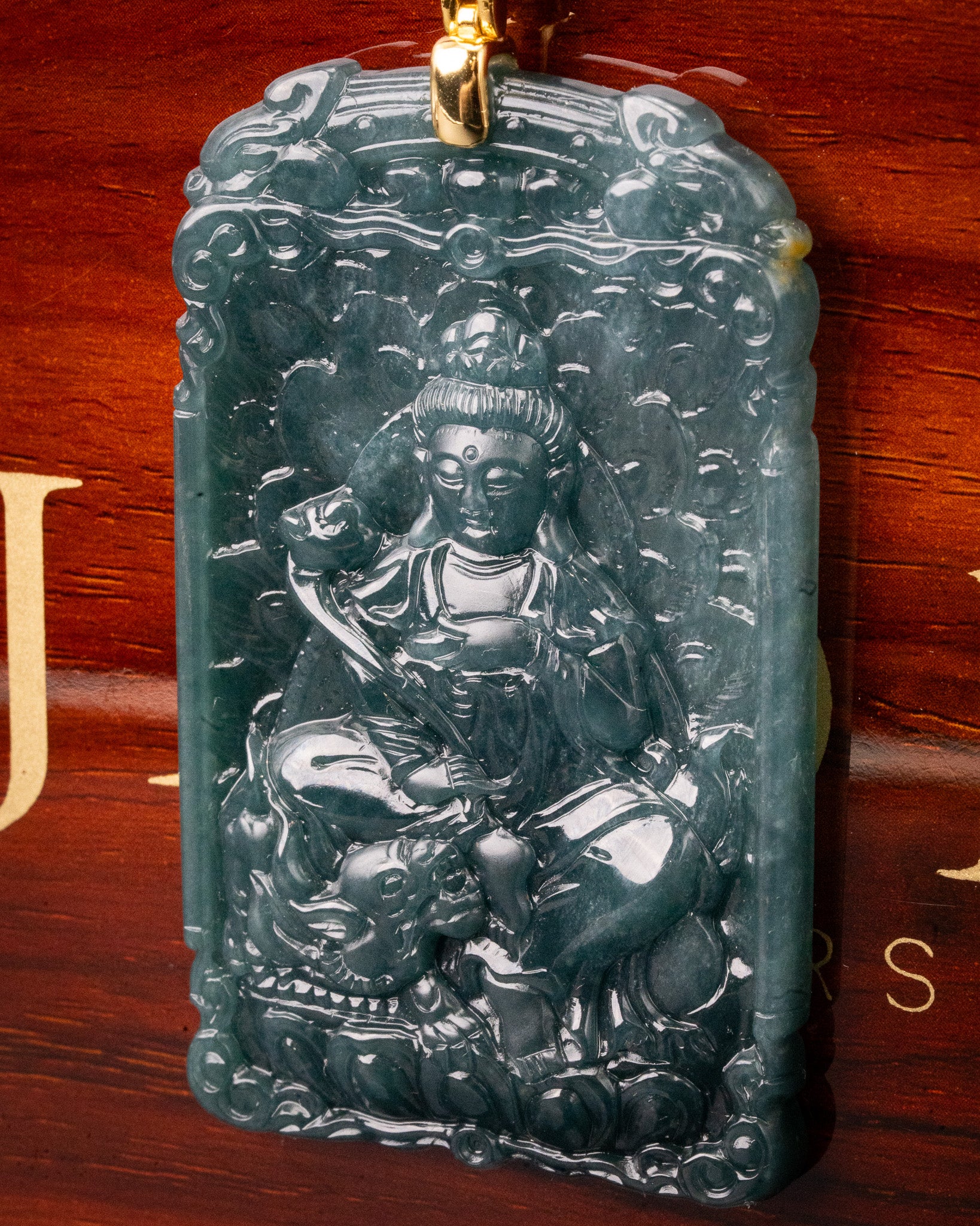 Meditating Buddha Tranquility Blue Water Jade Pendant