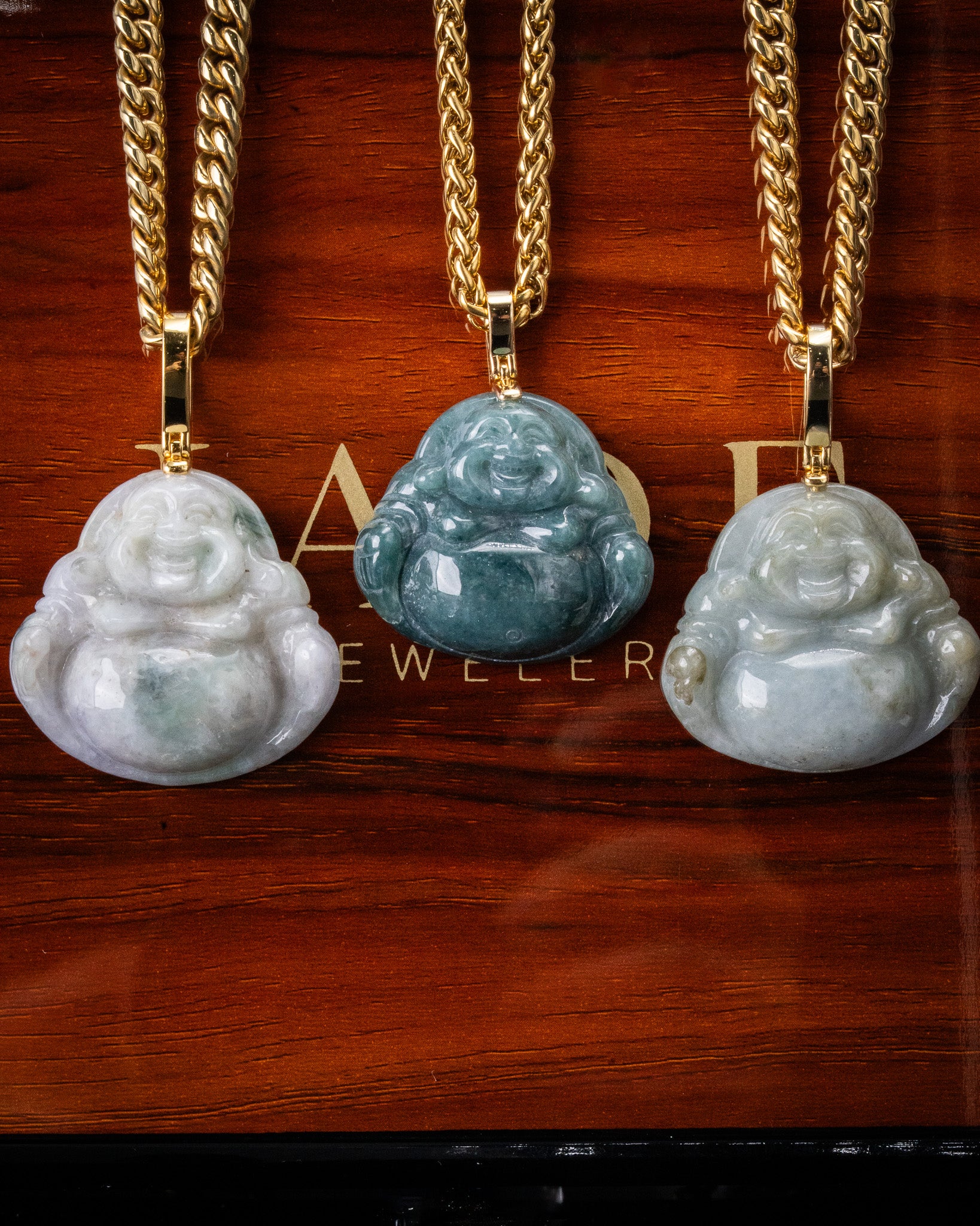 Medium Laughing Buddha Jade Pendant - Image 4