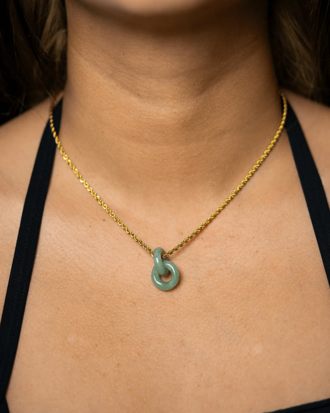 Micro Donut Link Jade Pendant - Image 3