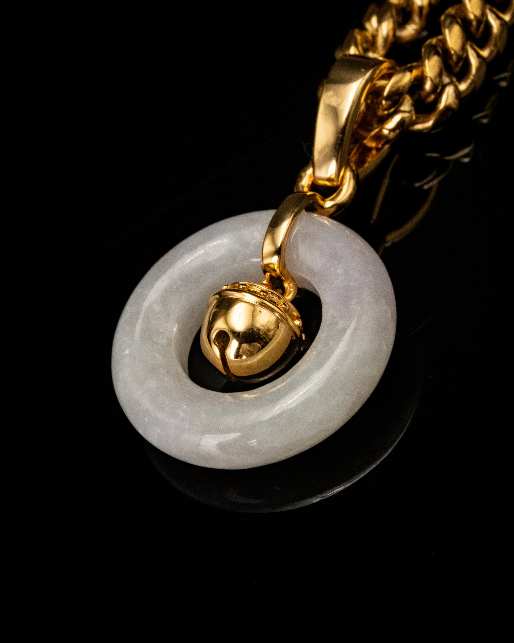 Micro Golden Bell Donut Jade Pendant - Image 3