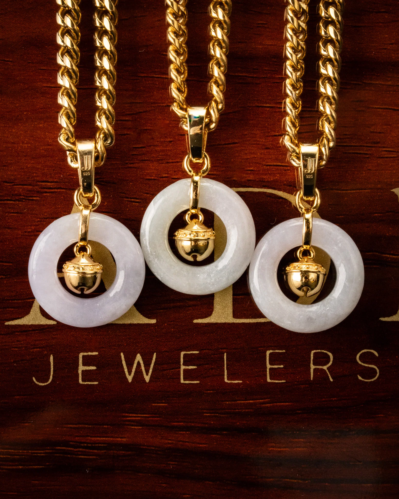 Micro Golden Bell Donut Jade Pendant - Image 4