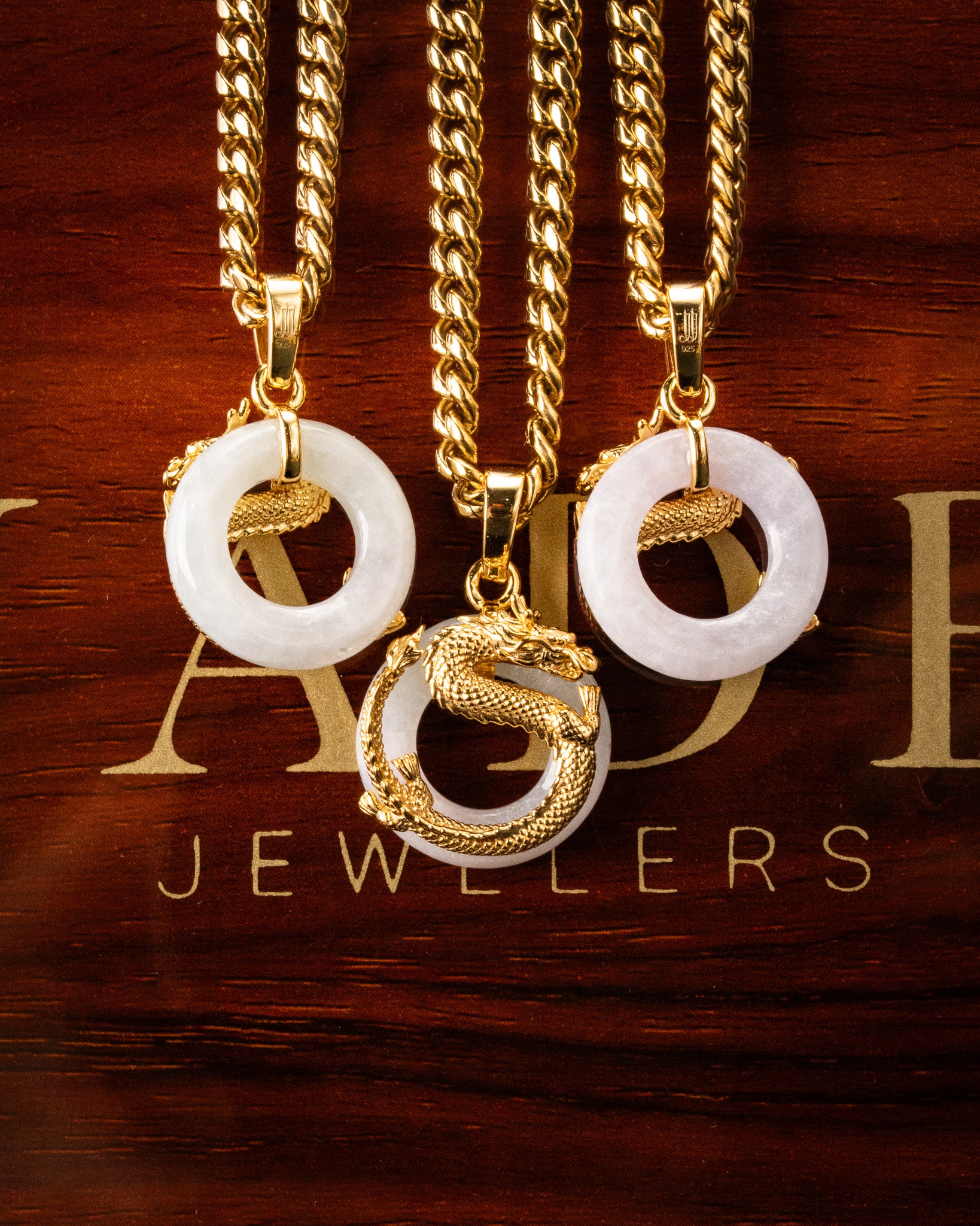 Micro Golden Dragon Grip Donut Jade Pendant - Image 3